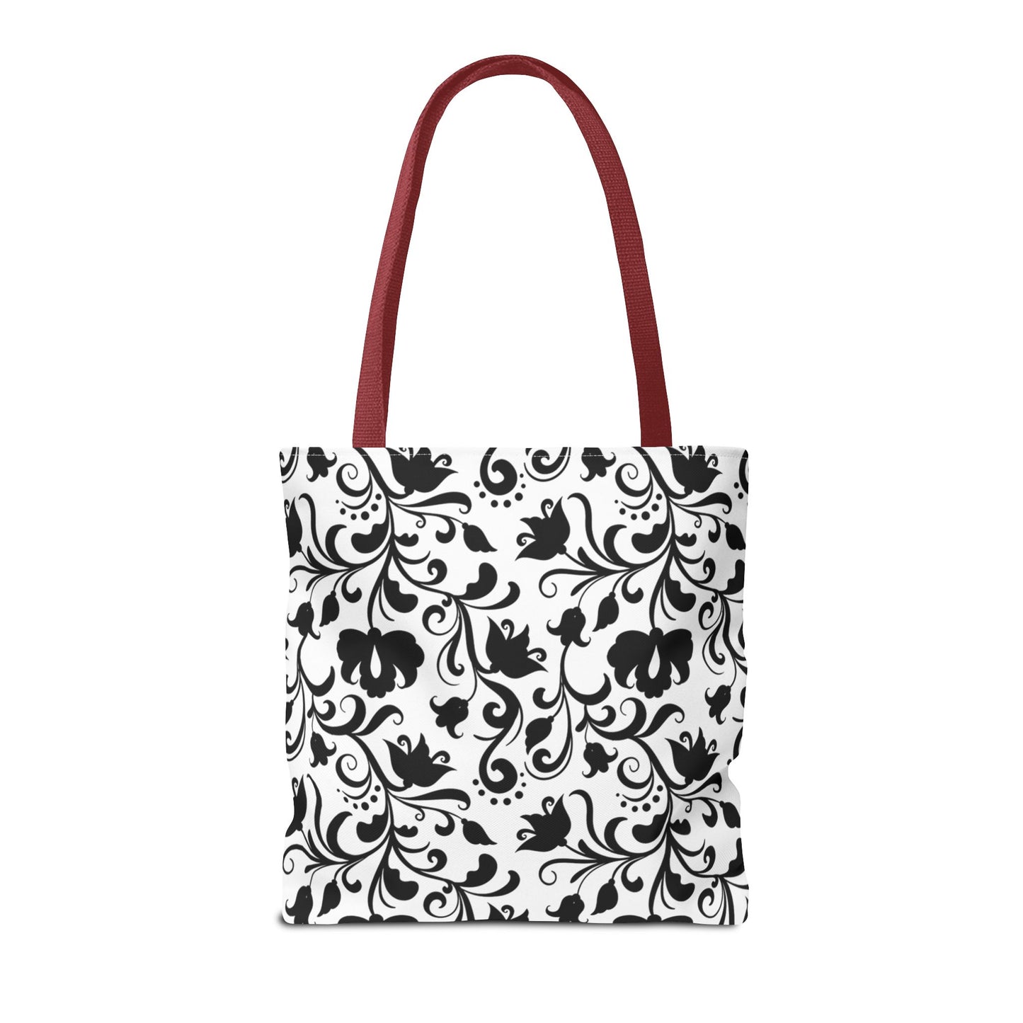 Black and White Floral Tote Bag - Stylish AOP Fashion Everyday Gift