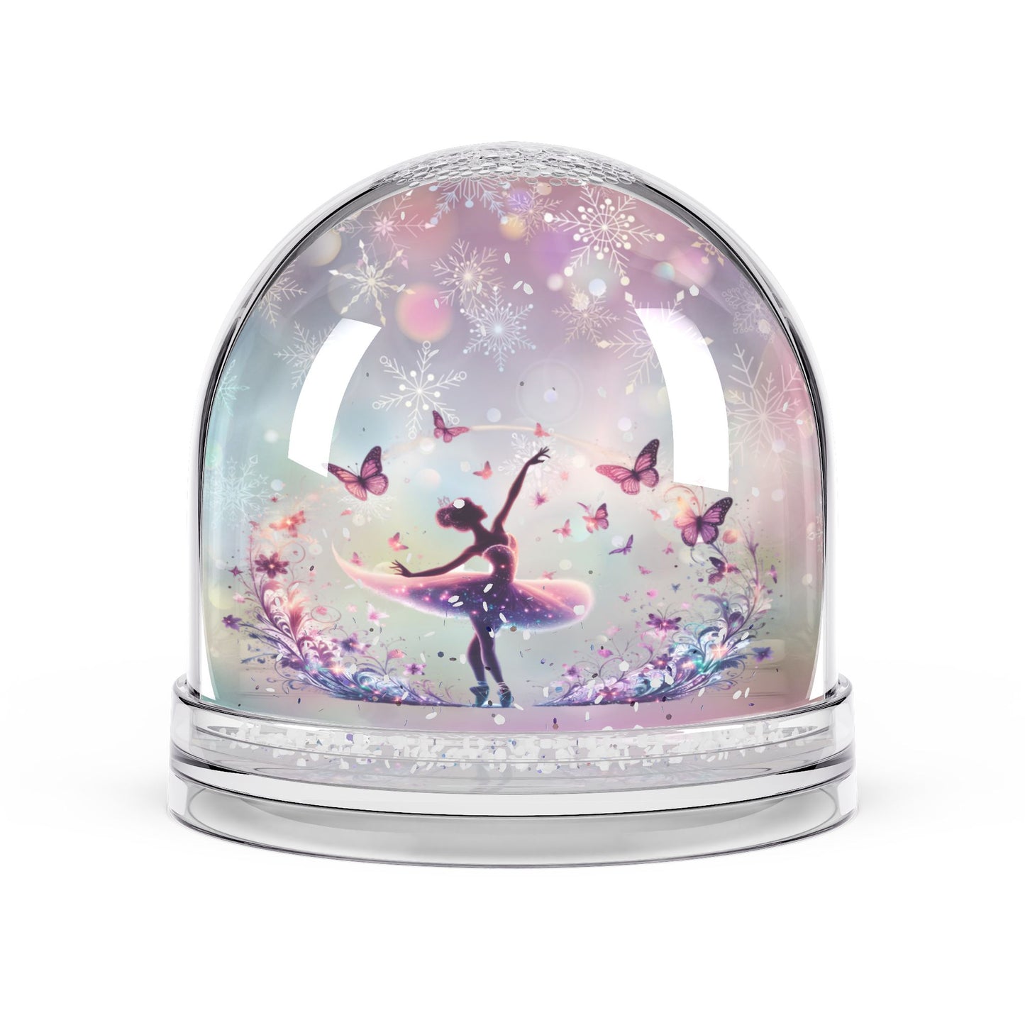 Ballerina Butterfly Snow Globe — Dreamy Pink Ballet Keepsake