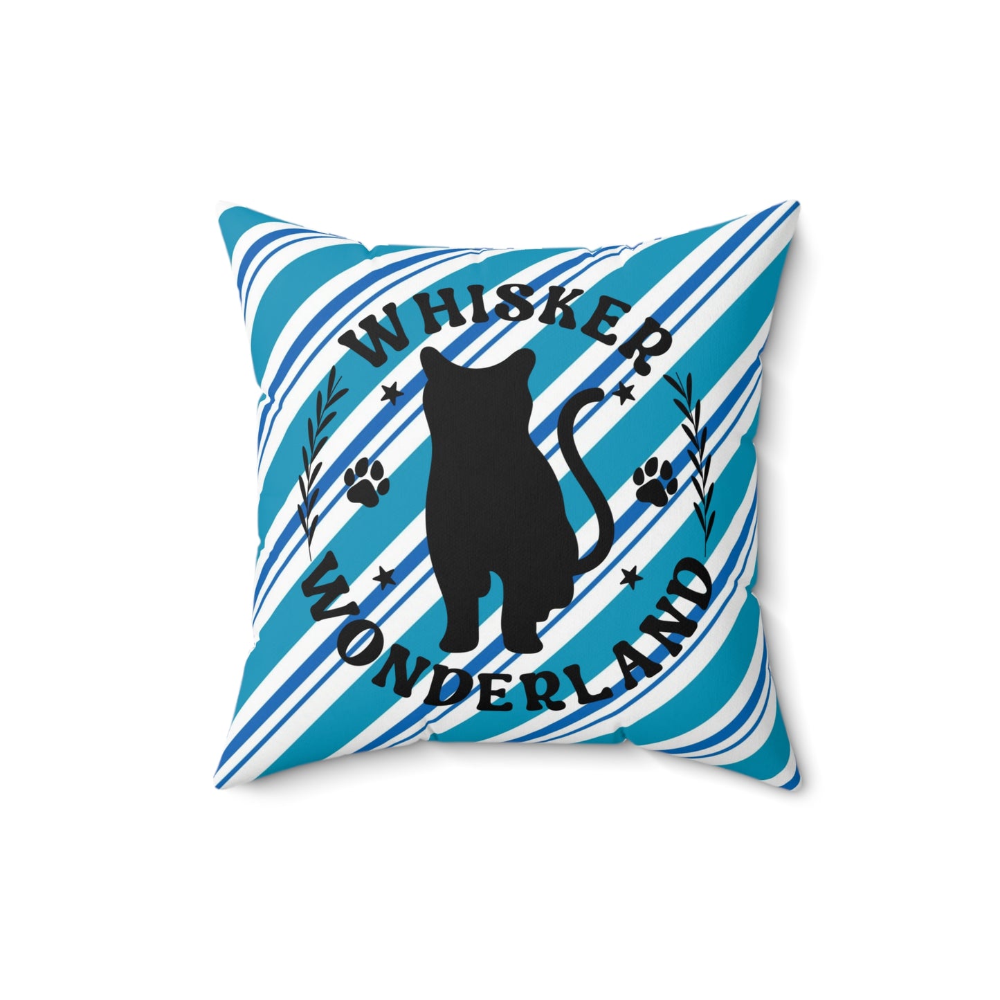 Pet Cat Theme Spun Polyester Square Pillow, Cat Holiday Quote, Cat Lover's Holiday Decor, Cat Lovers, Animal Lovers, Holiday Decor for Cat Lovers