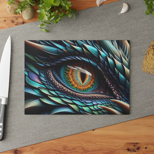 Vibrant Dragon Eye Glass Cutting Board - Perfect for Cooking Enthusiasts & Fantasy Lovers