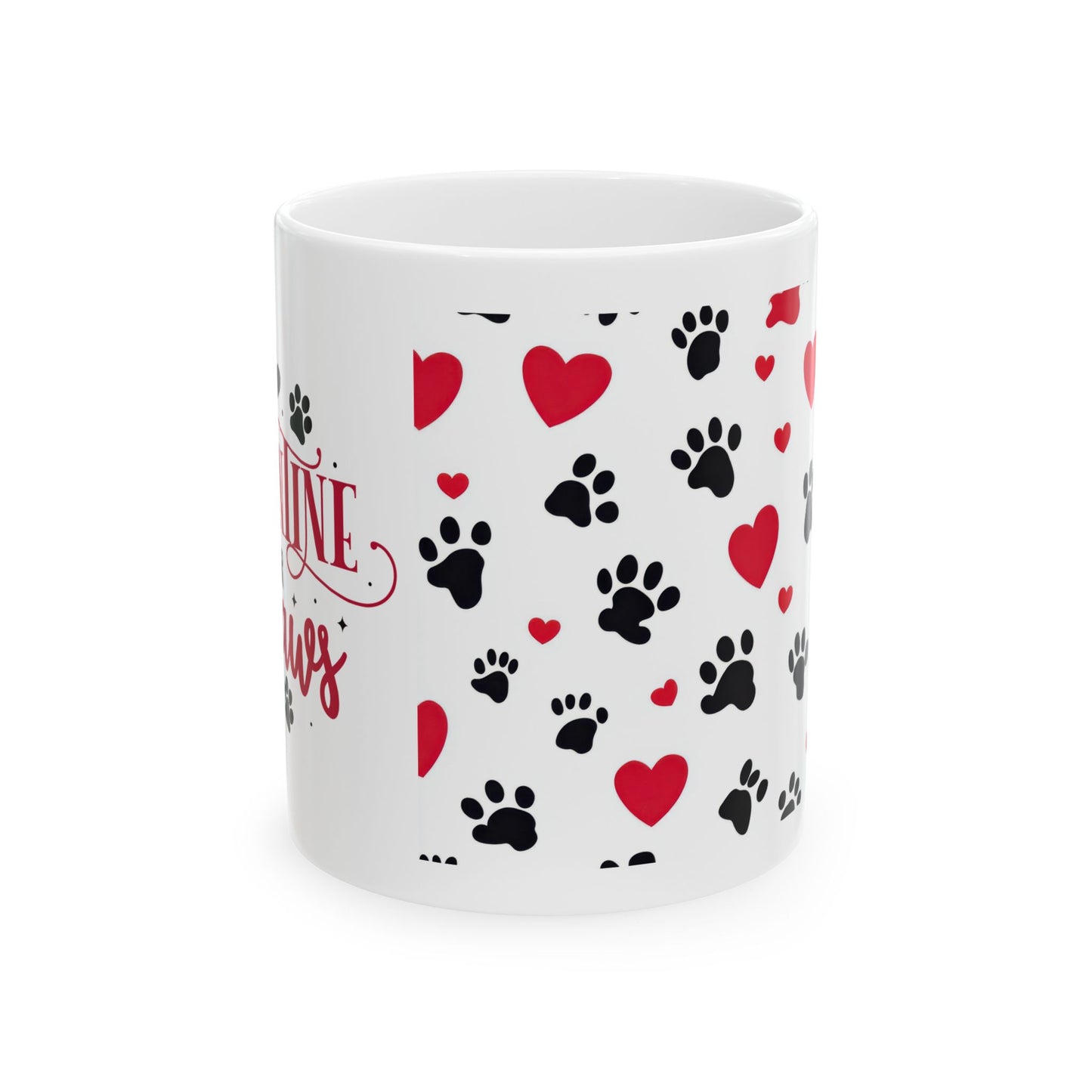 Valentine Paw Print Ceramic Mug – I Love My Furry Valentine (11oz & 15oz)