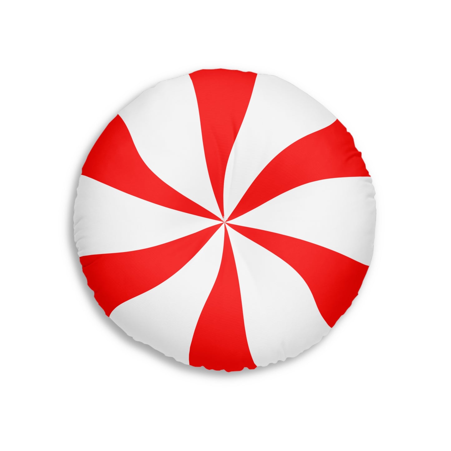 Round Tufted Floor Pillow - Candy Cane Design Holiday Christmas Home Decor