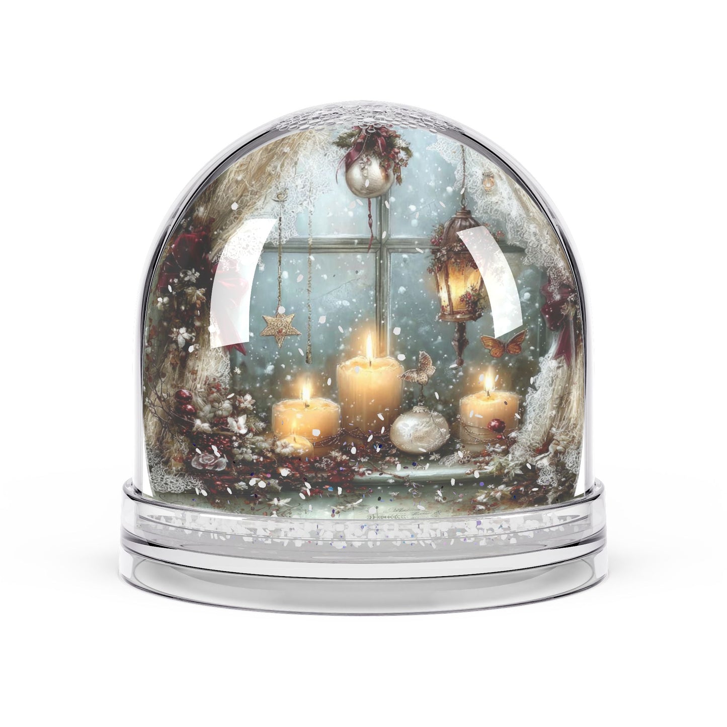 Snow Globe — Cozy Candlelit Window Holiday Snow Globe