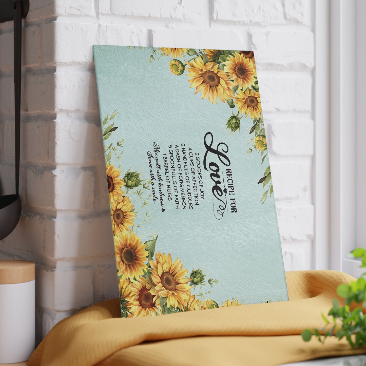 Glass Cutting Board Love Recipe Quote, Home Kitchen Essential, Cook Lovers, Great Housewarming Gift Idea for Him or Her