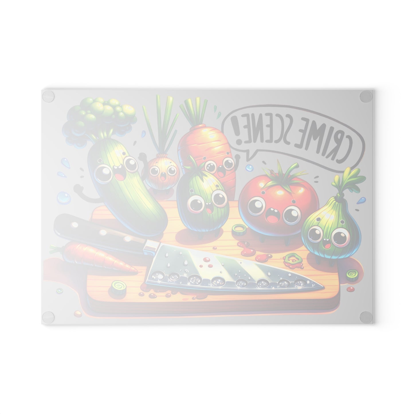 Cute Crime Scene Glass Cutting Board - Fun Kitchen Decor for Food Lovers