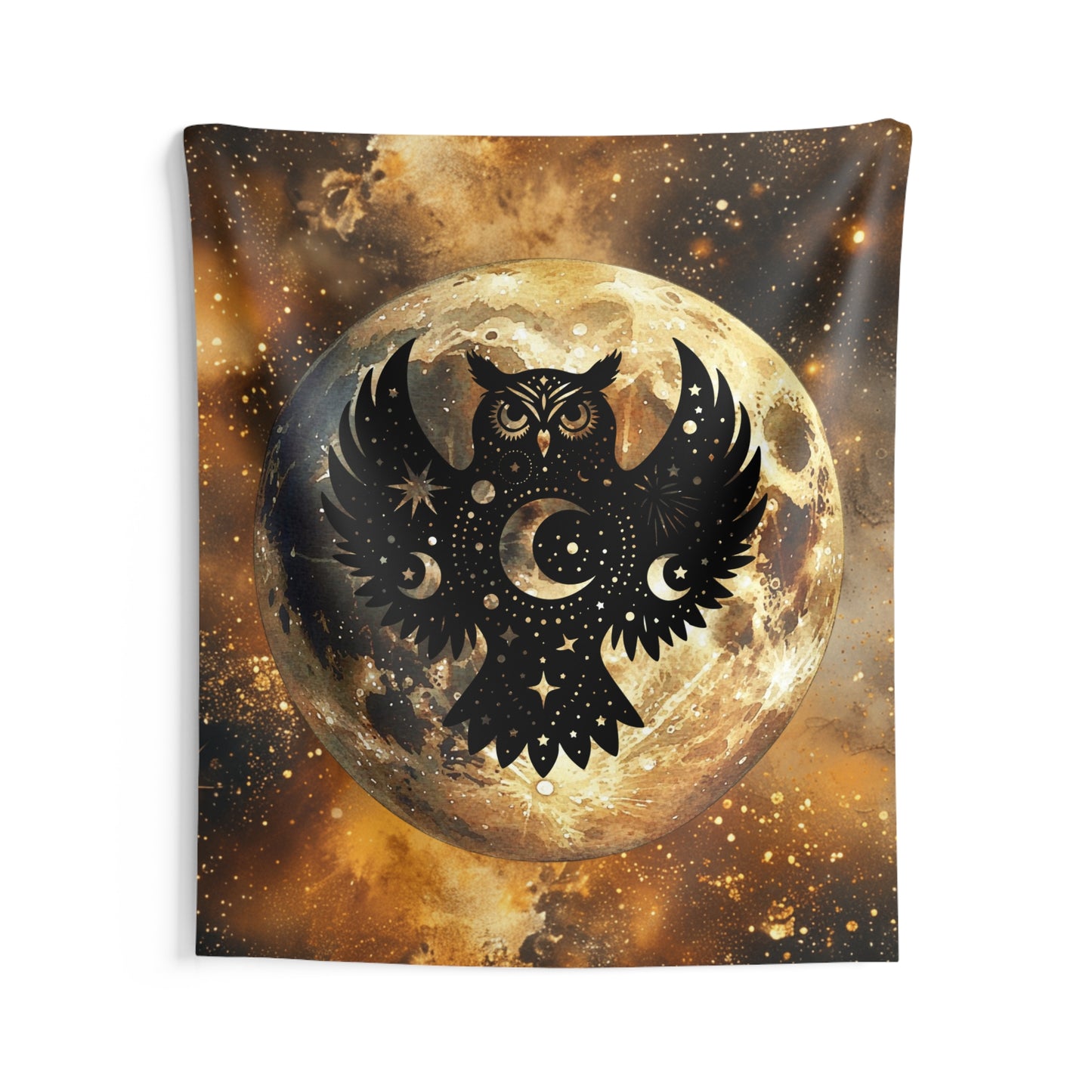 Celestial Owl Wall Tapestry, Cosmic Decor, Bohemian Wall Art, Witchy Home Decor, Mystical Tapestry