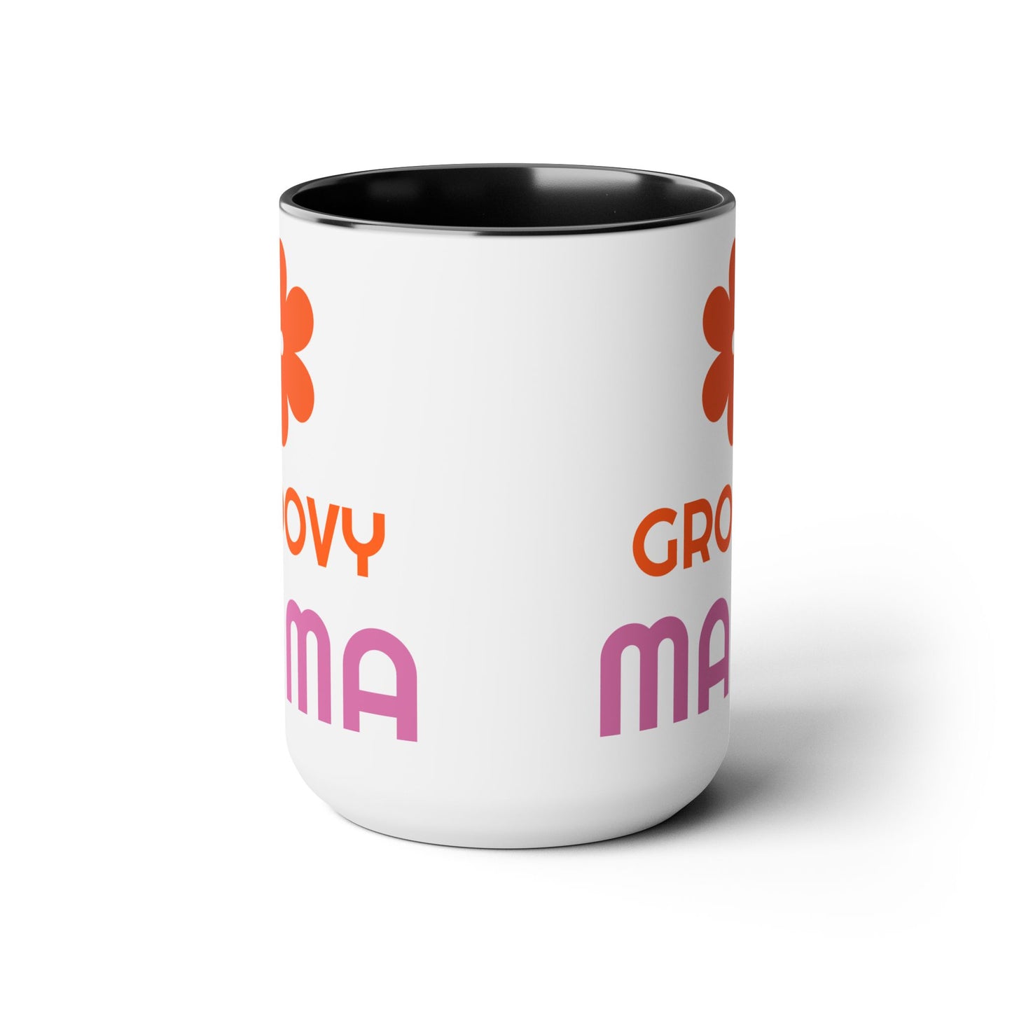 Hippie Theme Two-Tone Coffee Mugs, 15oz, Coffee, Tea, Hot Chocolate Lovers, Groovy Birthday or Any Occasion Gift Idea for Her, for Moms