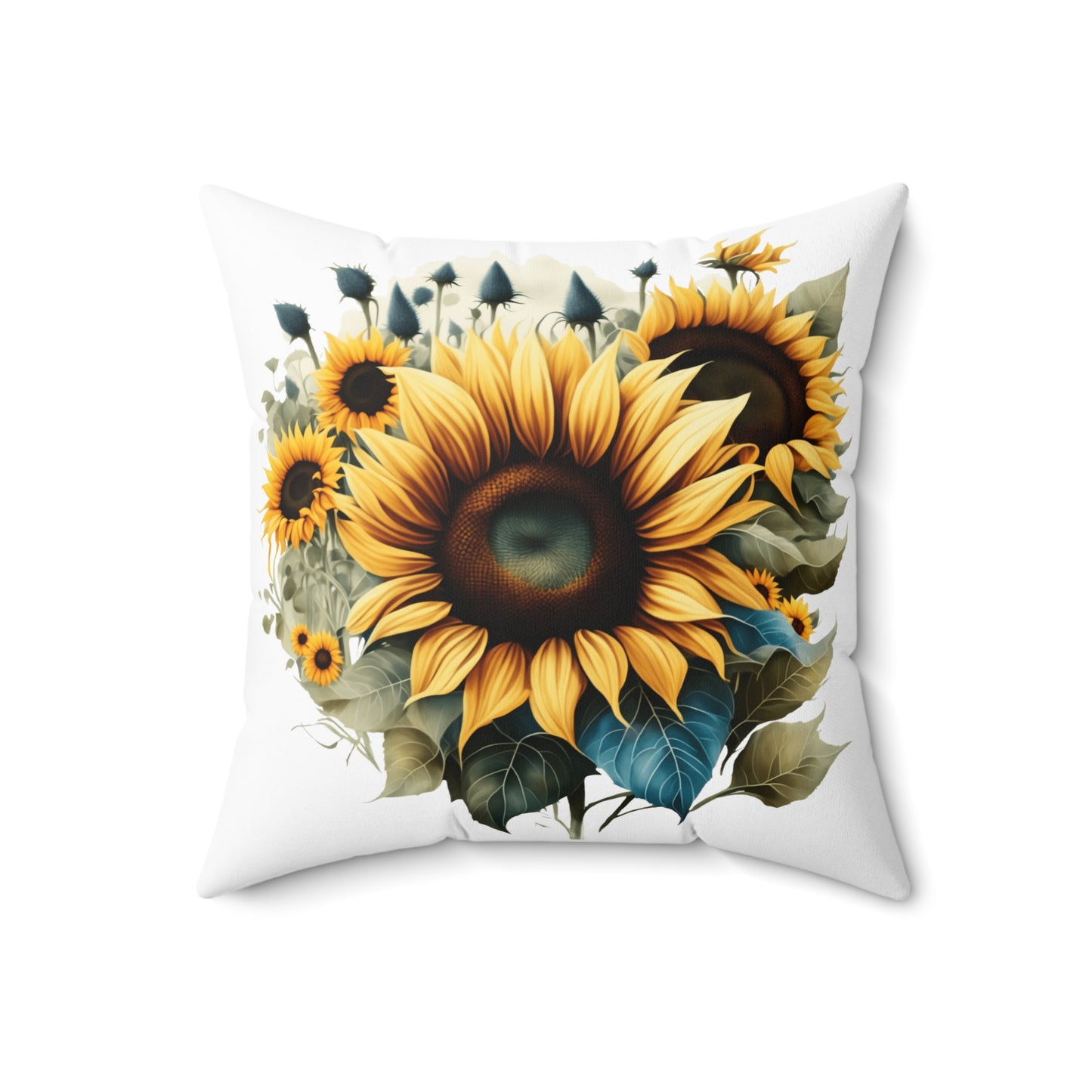Floral Spun Polyester Square Pillow, Beautiful Sunflowers Decor Pillow for Any Room, Sunflower Accent for Home or Office, For Anyone