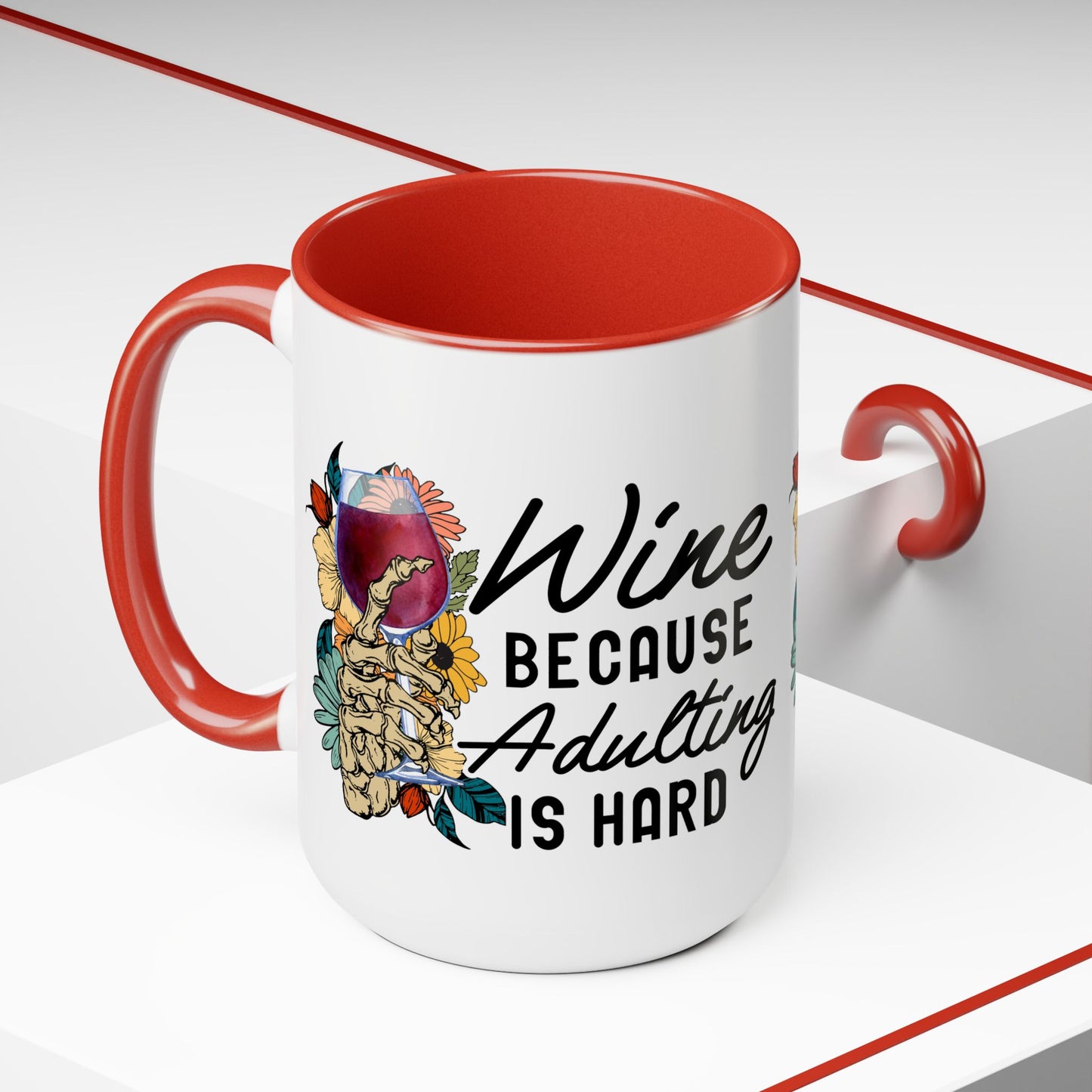 Gothic Theme Two-Tone Coffee Mugs,15oz, Funny Skeleton Humor Quote, Coffee, Tea, Hot Chocolate Lovers, Great Gift Idea for Anyone for Any Occasion