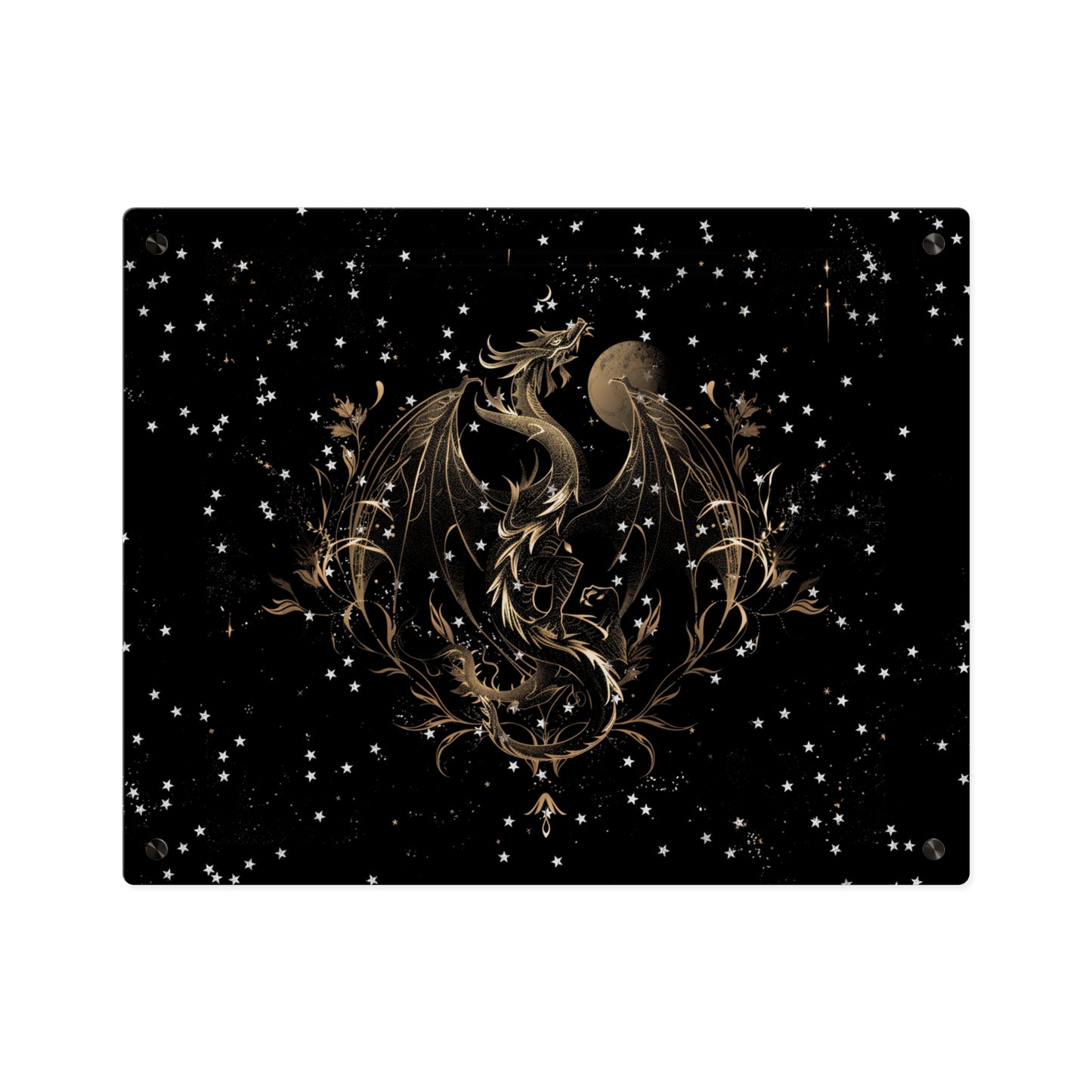 Sleek Dragon Acrylic Wall Art Panel - Celestial Decor for Fantasy Lovers