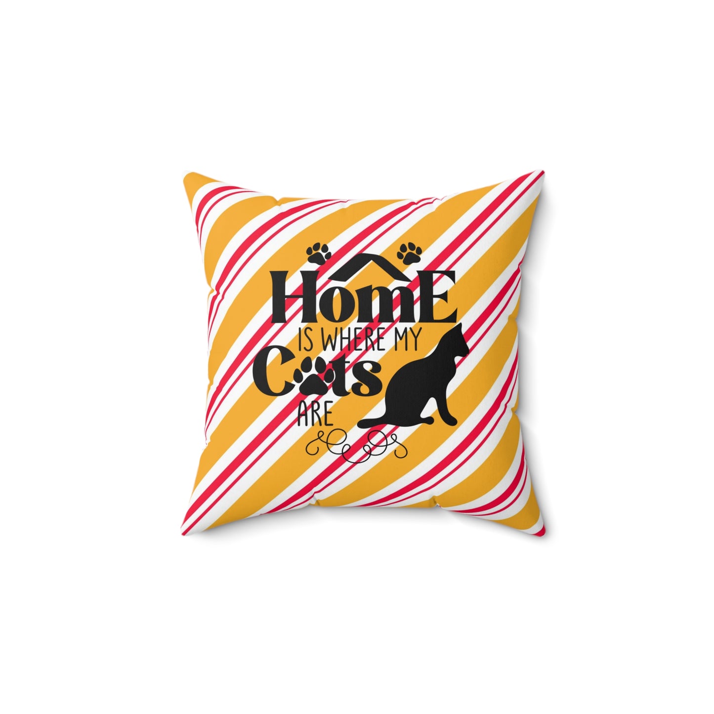 Festive Holiday Pillow Decor for Anyone, Cat Lover's Holiday Room Accent, Decorative Holiday Spun Polyester Square Pillow