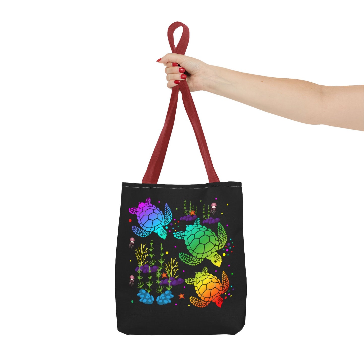 Rainbow Turtle Tote Bag - Eco-Friendly Reusable Shopper, Beach Bag, Gift for Ocean Lovers, Summer Fun, Art Tote