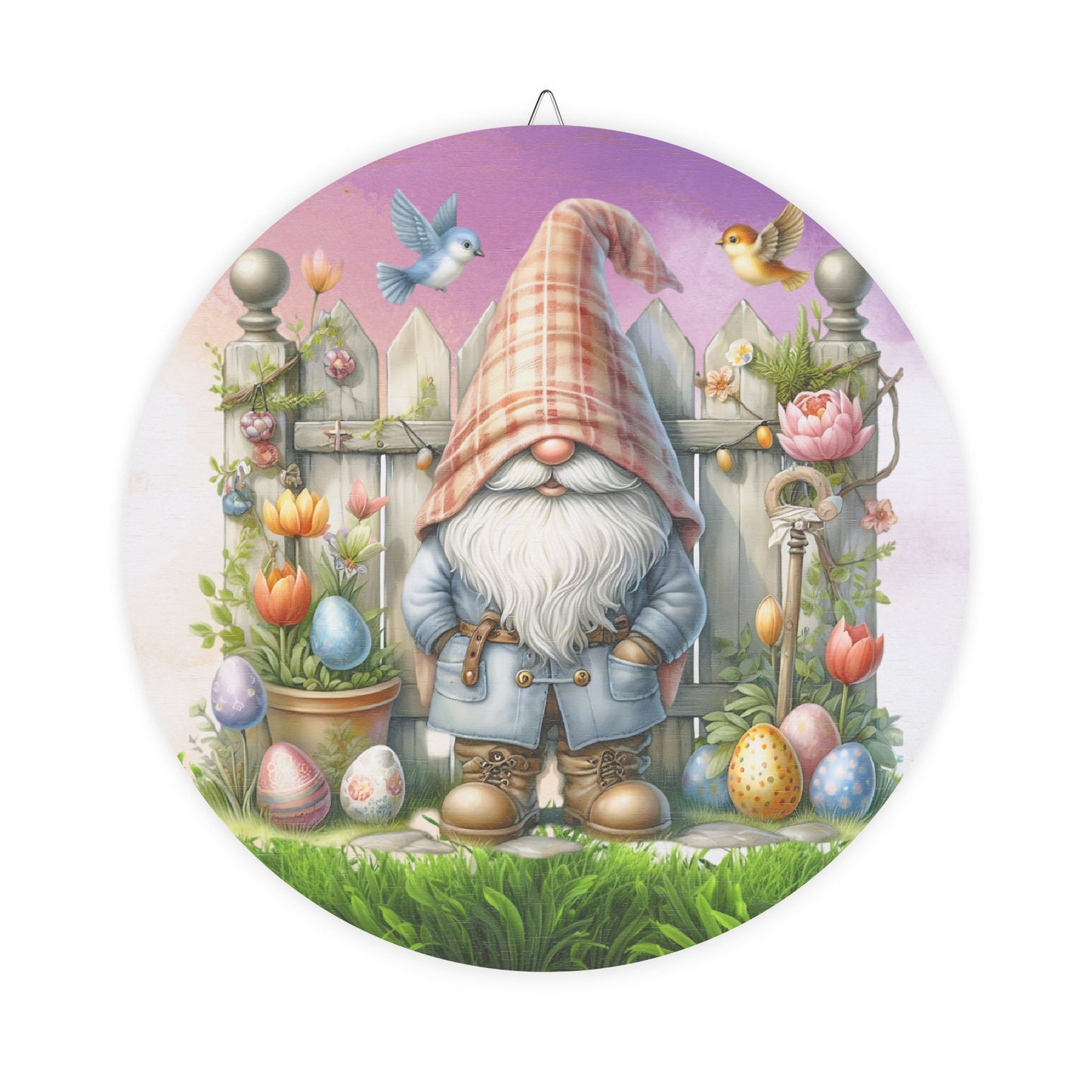 Easter Gnome Rustic Charm Wood Sign - Charming Spring Decor for Home & Garden