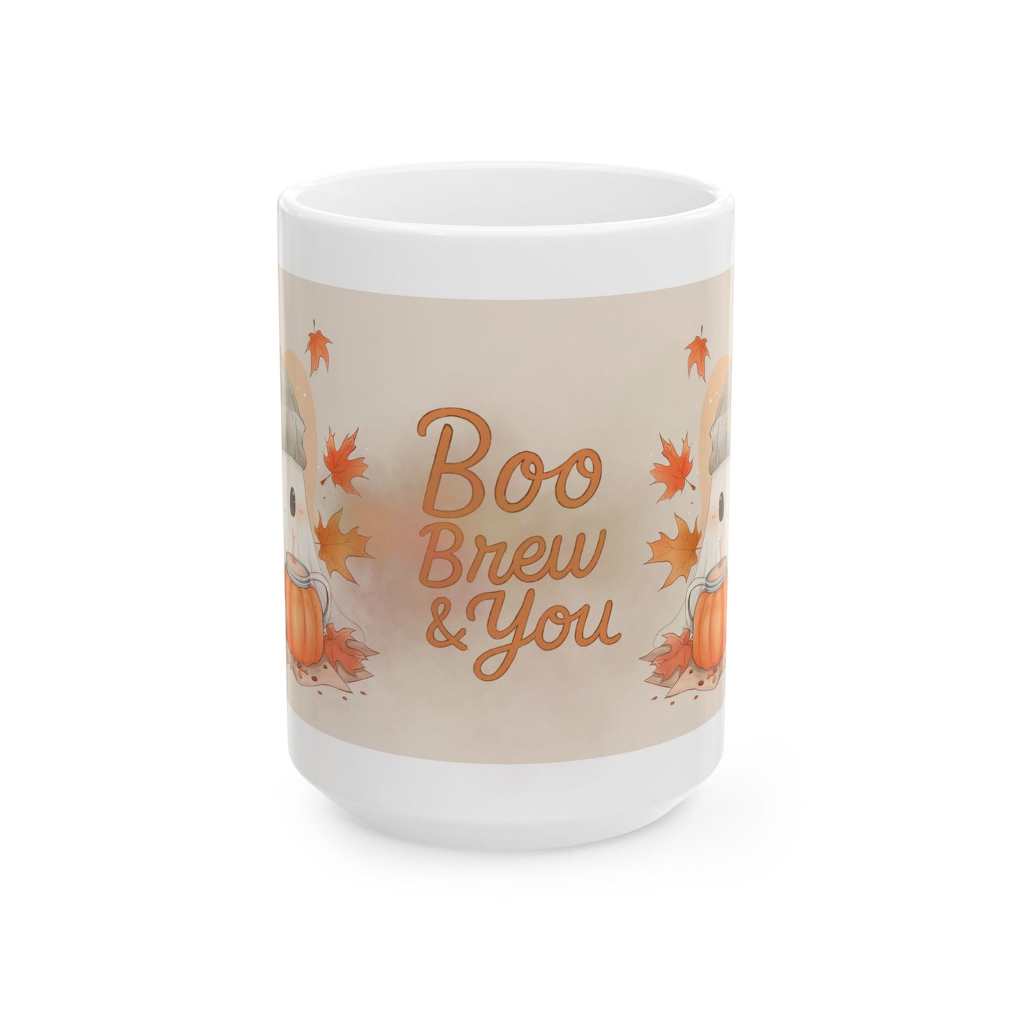 Autumn-Themed Ceramic Mug - "Boo Brew & You" - Perfect for Cozy Fall Days, Halloween, Gift for Coffee Lovers, Fall Decor, Seasonal Drinkware