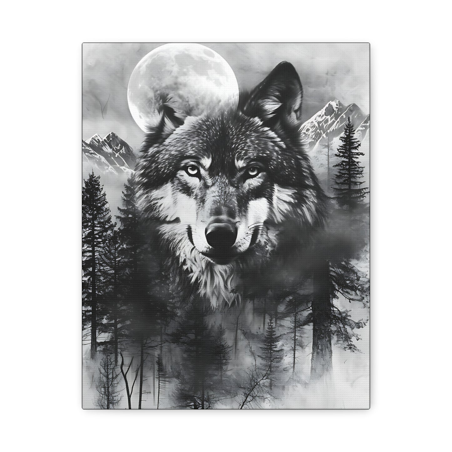 Majestic Wolf Canvas Wall Art - Black and White Wilderness Decor