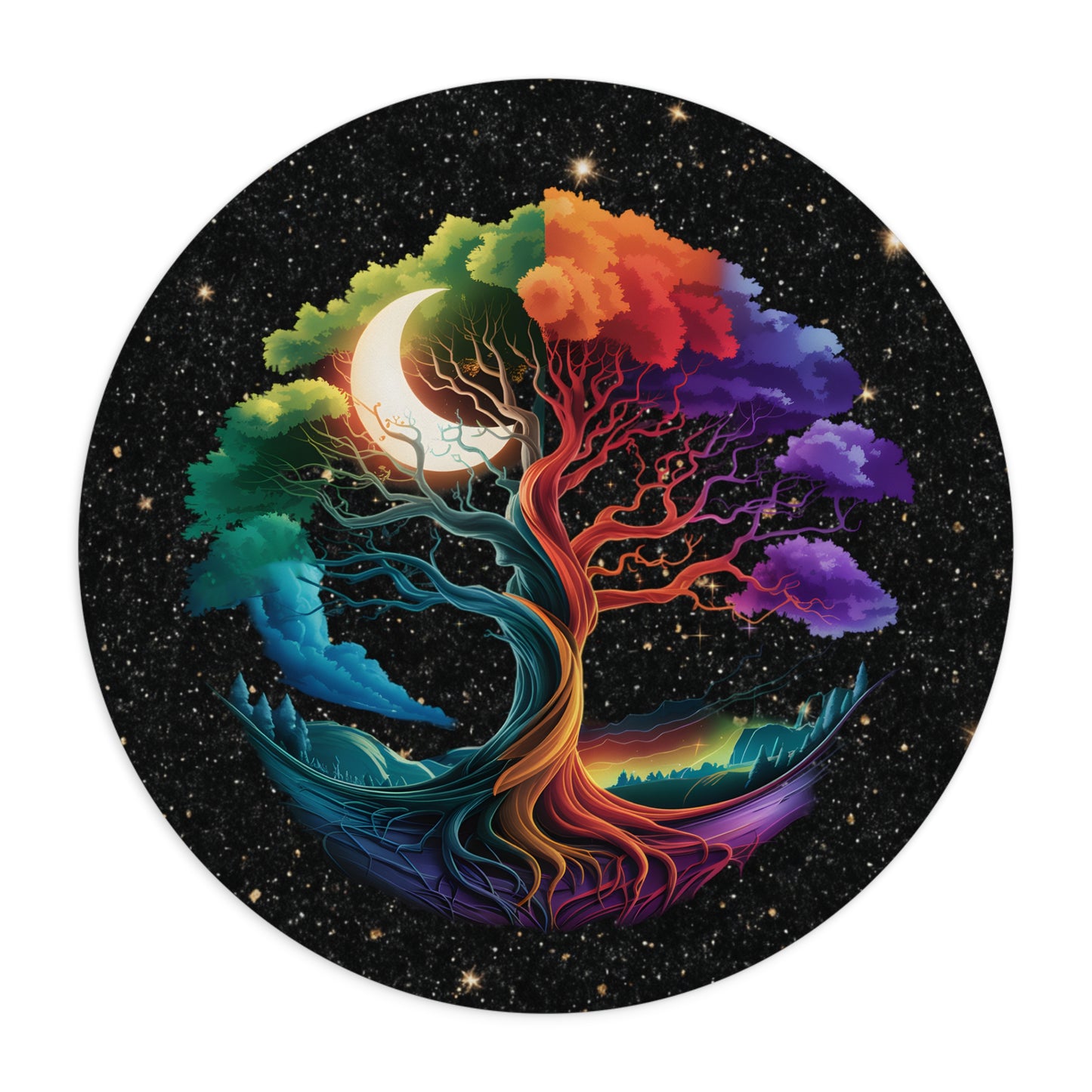 Colorful Cosmic Tree Desk Mouse Pad - Perfect for Nature Lovers