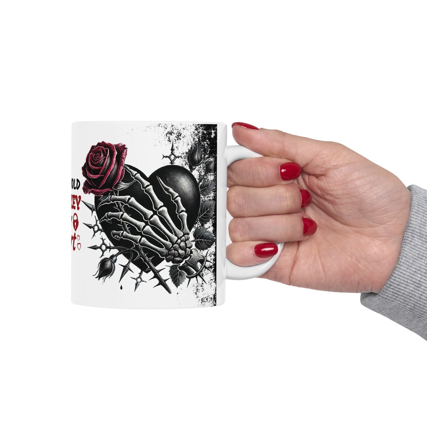 Ceramic Mug "You Hold The Key To My Heart" — Gothic Rose Valentine Coffee Cup (11oz/15oz)