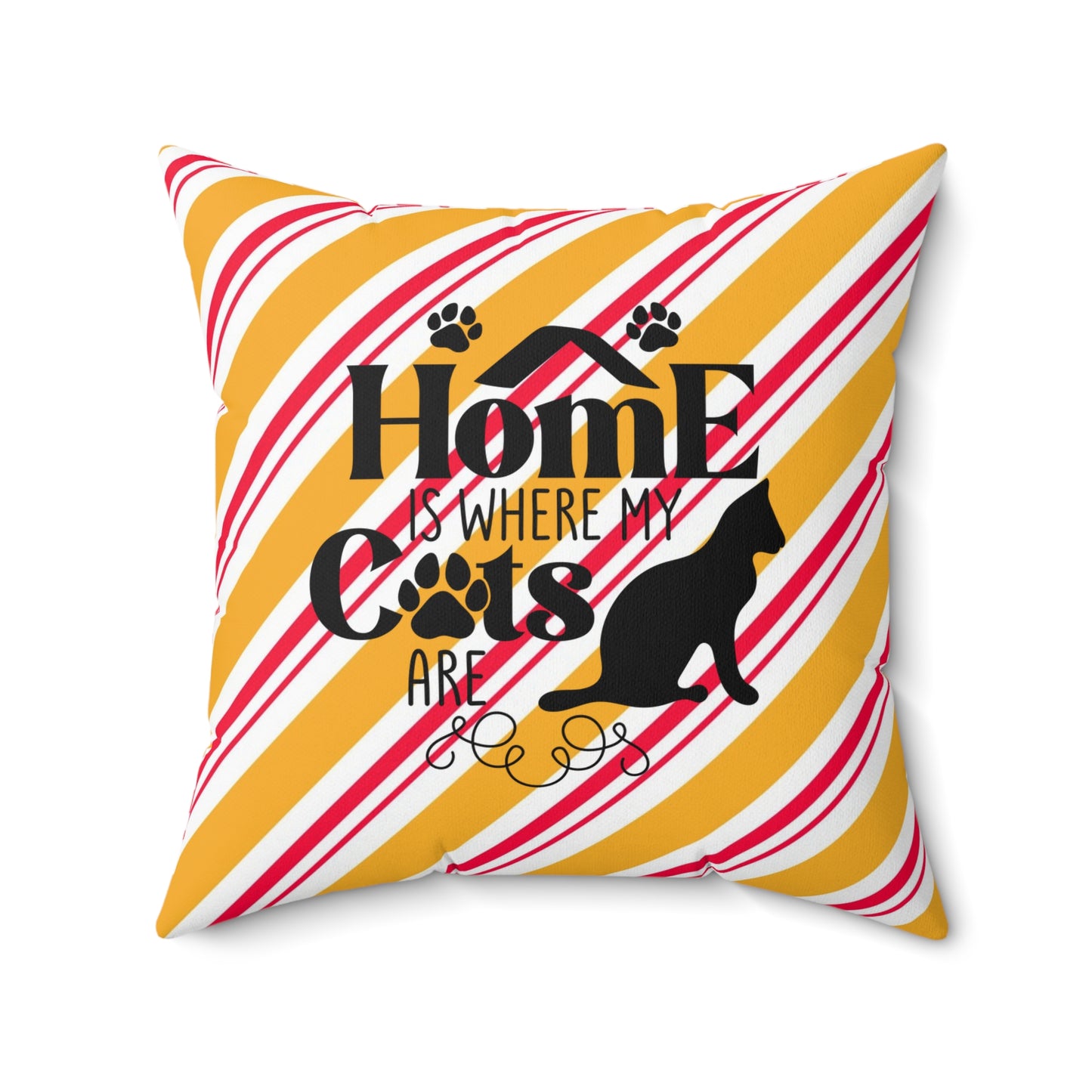 Festive Holiday Pillow Decor for Anyone, Cat Lover's Holiday Room Accent, Decorative Holiday Spun Polyester Square Pillow