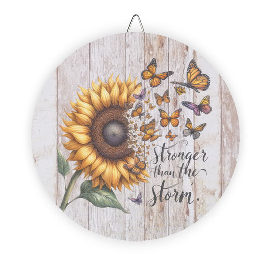 Rustic Charm Wood Sign Decor Sunflower with Butterflies Sublimation Inspirational Quote