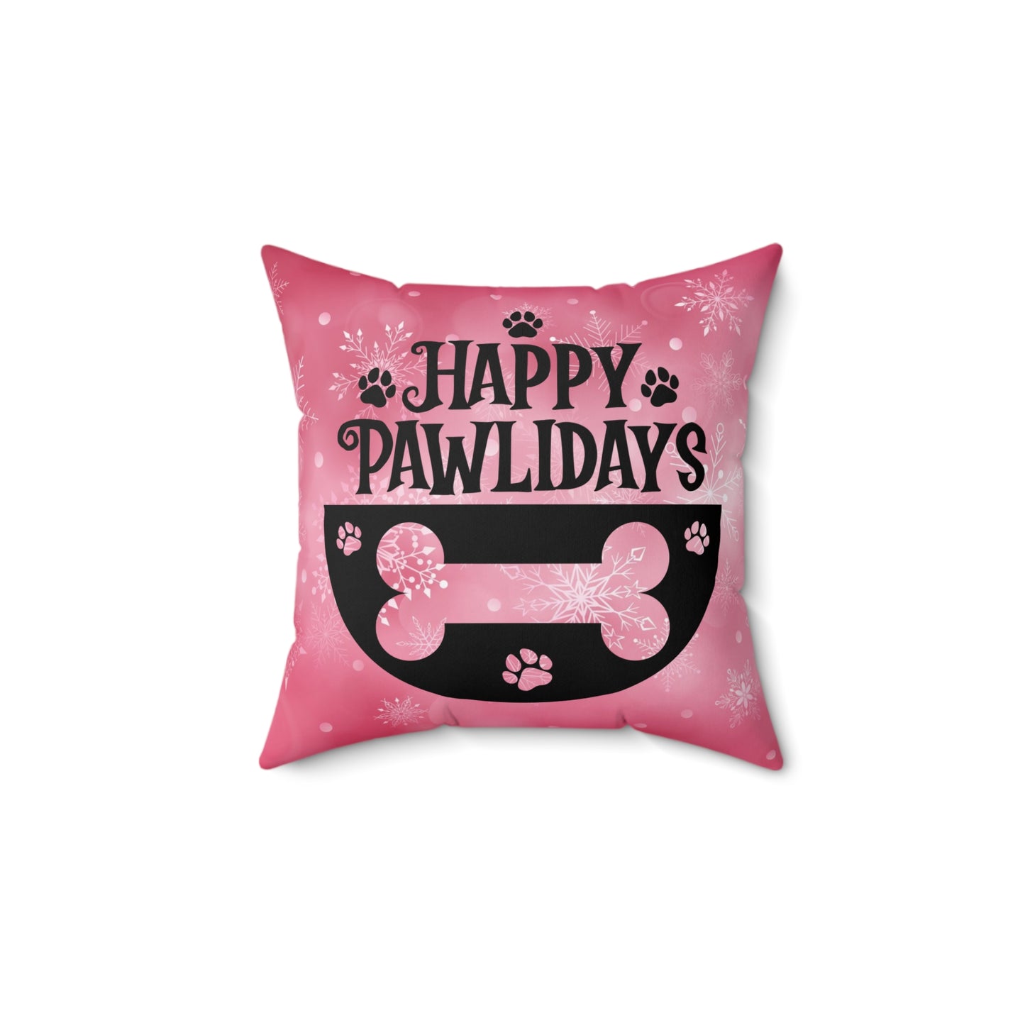 Pet Dog Holiday Theme Spun Polyester Square Pillow, Animal Lovers, Pet Dog Lover's Holiday Decor, Pet Holiday Quote, Decor for Home or Office