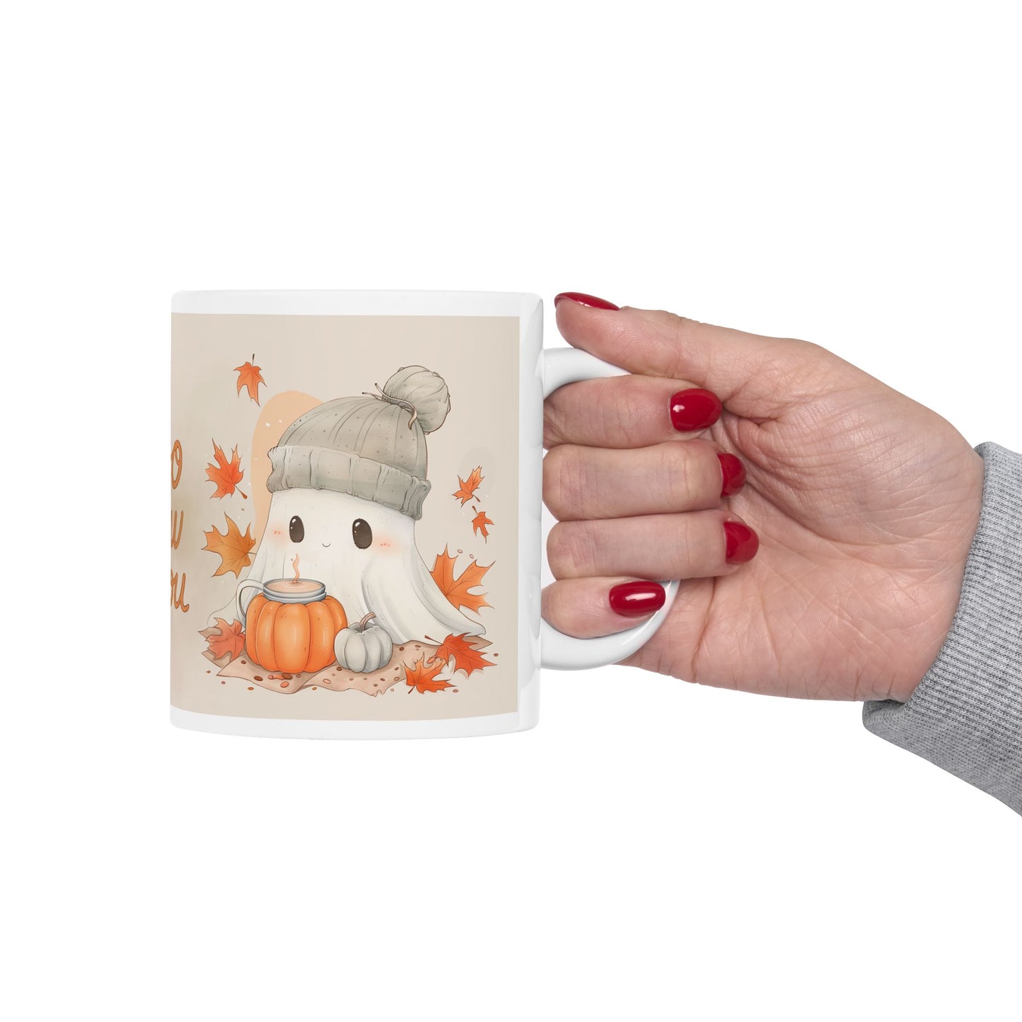 Autumn-Themed Ceramic Mug - "Boo Brew & You" - Perfect for Cozy Fall Days, Halloween, Gift for Coffee Lovers, Fall Decor, Seasonal Drinkware