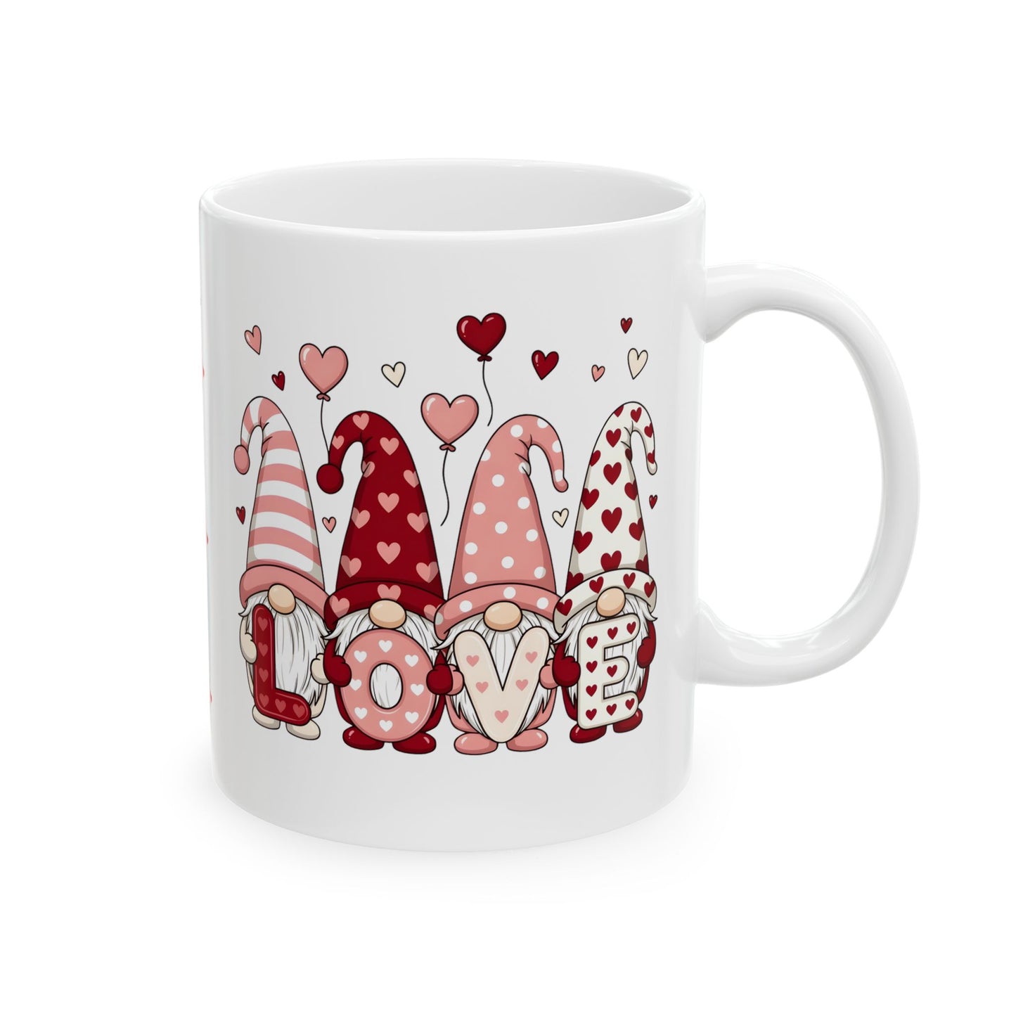 Valentine Gnome Mug (11oz, 15oz) — XOXO Heart Coffee Cup
