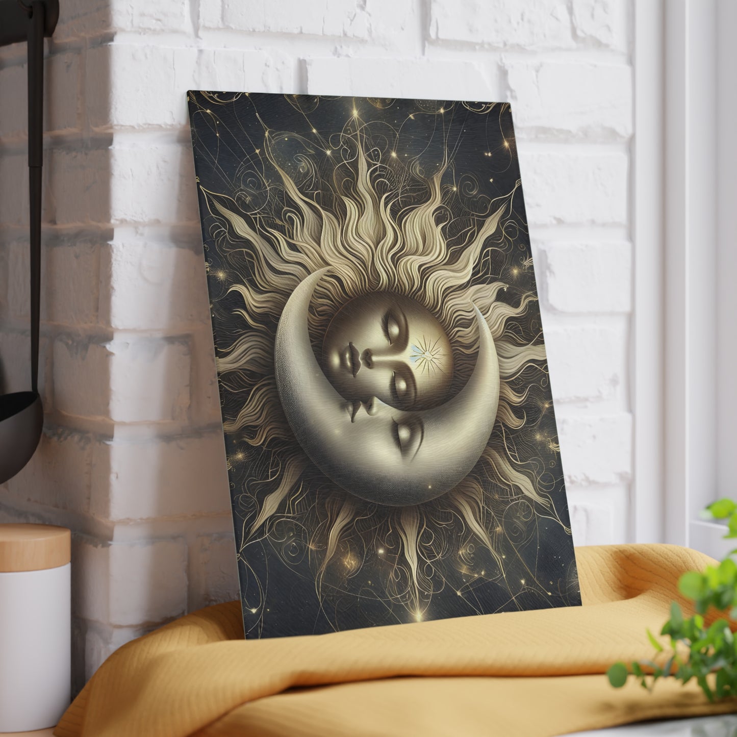 Celestial Sun and Moon Glass Cutting Board