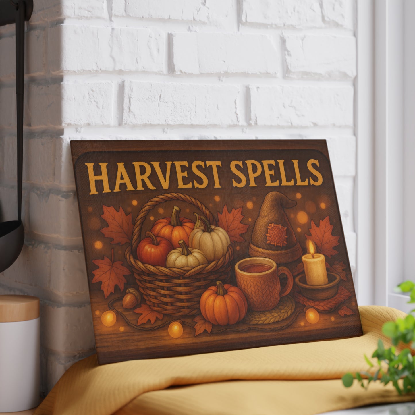 Harvest Spells Glass Cutting Board - Autumn Kitchen Decor for Thanksgiving