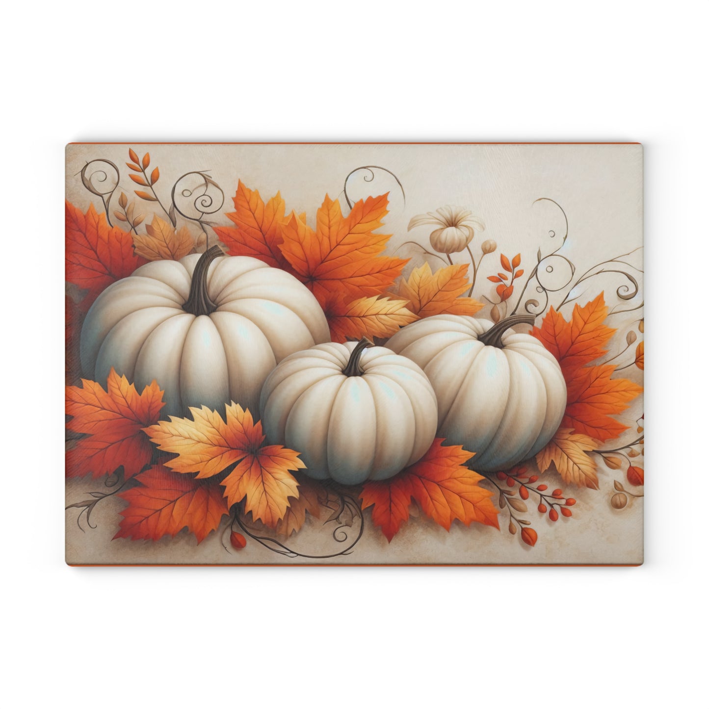Autumn Pumpkin Glass Cutting Board