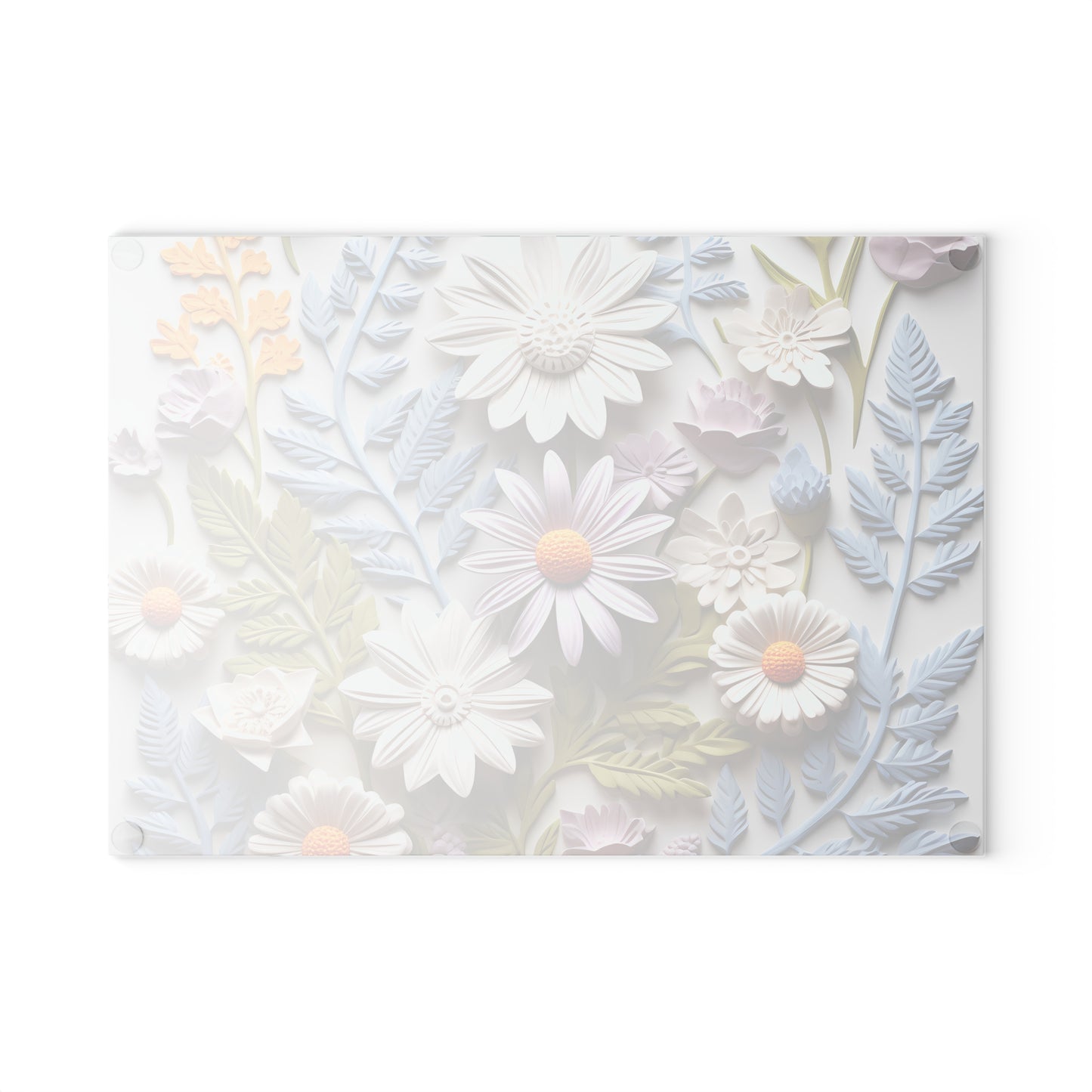 Floral Design Glass Cutting Board - Elegant Kitchen Decor for Food Prep