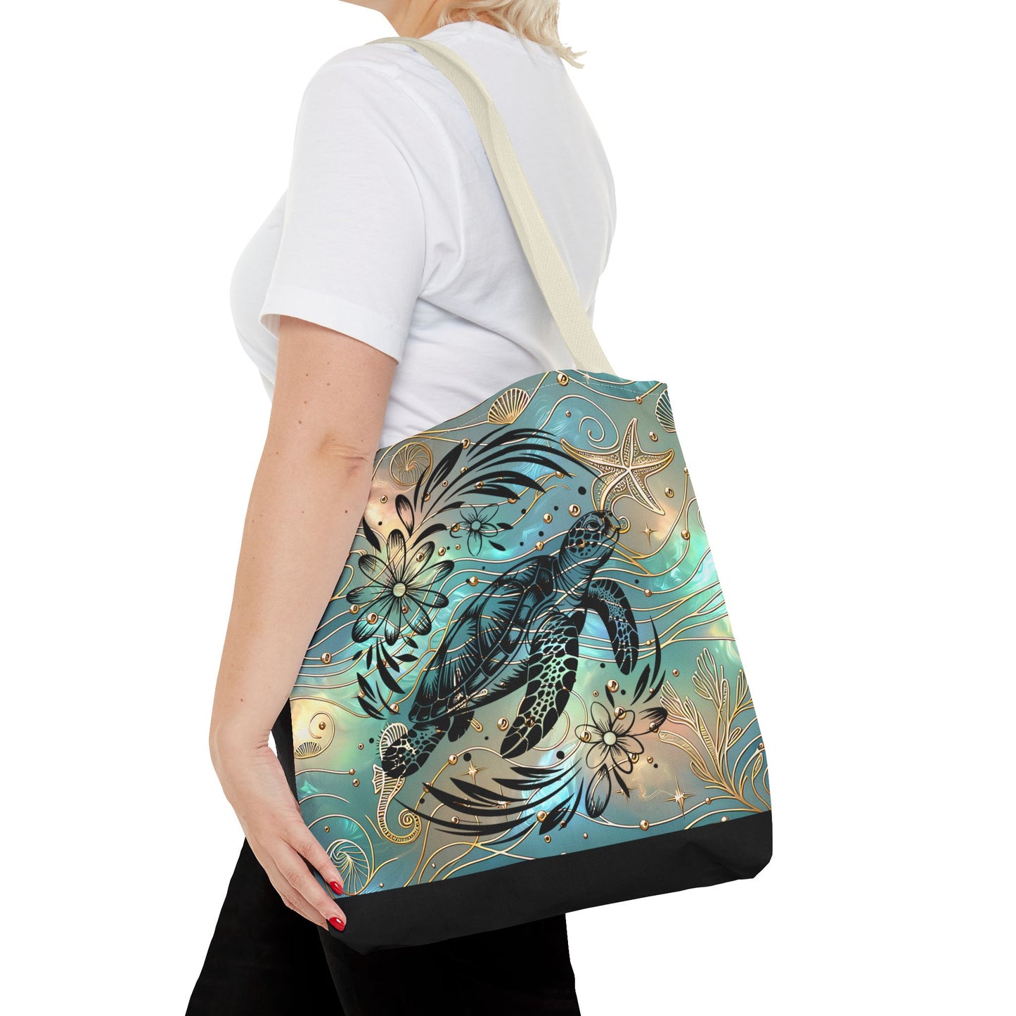 Ocean-Inspired Turtle Tote Bag - Beach Lover's Canvas Eco-Friendly Summer Gift