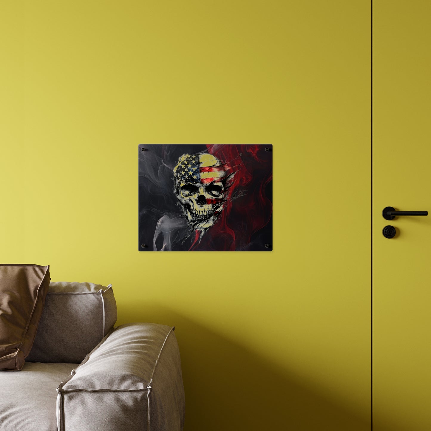 American Skull Acrylic Wall Art Panels - Edgy Decor for Rebels & Patriotic Souls