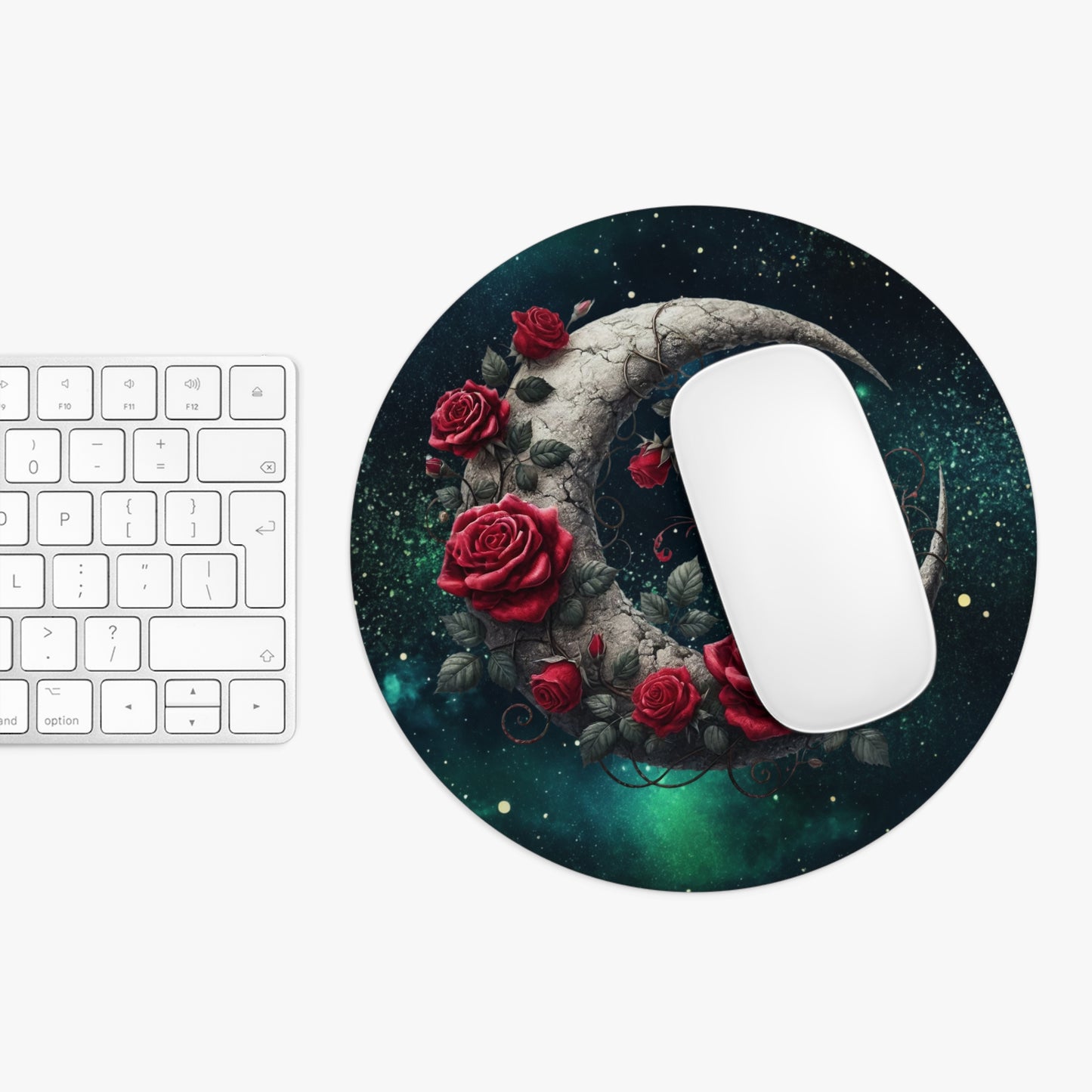 Celestial Rose Moon Desk Mouse Pad - Ethereal Design for Gamers & Desk Decor