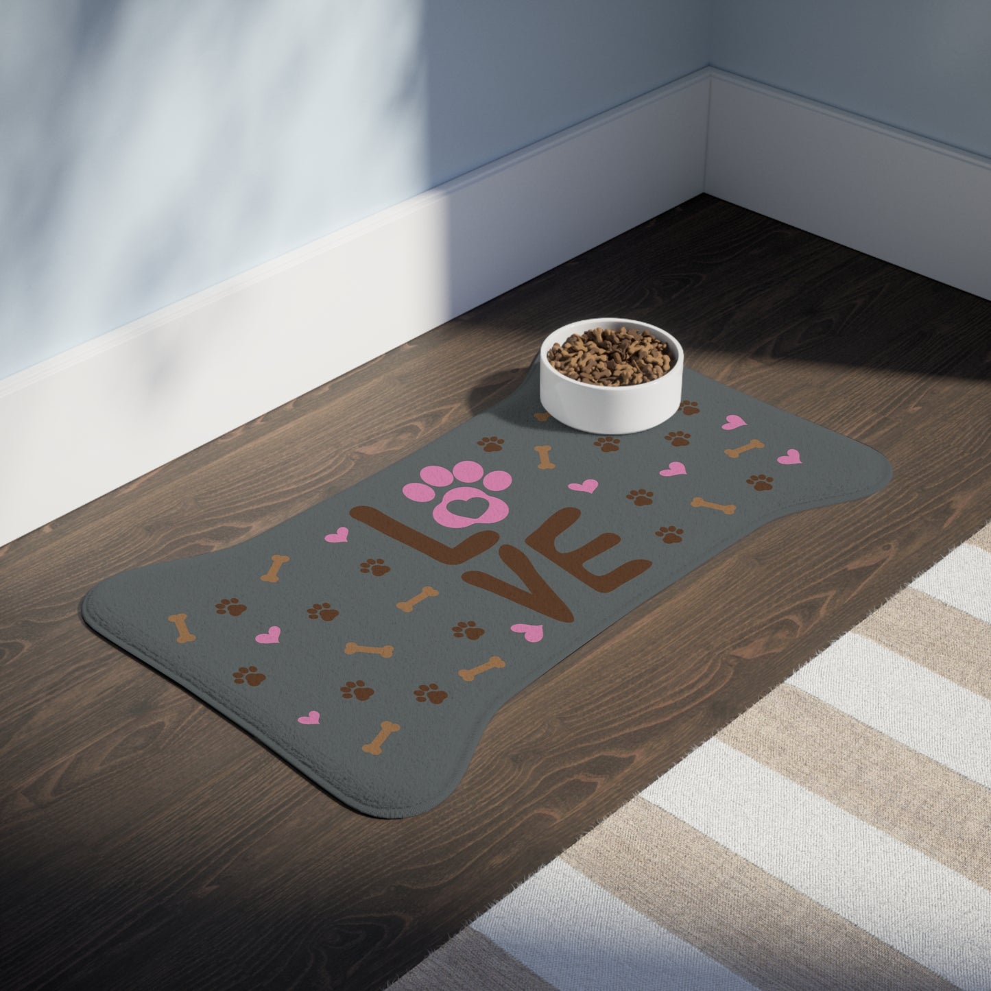 Charming Pet Feeding Mats with 'LOVE' Design, Dog & Cat Mat, Kitchen Decor, Pet Lover Gift, Puppy Feeding Station, Personalized Pet Accessory