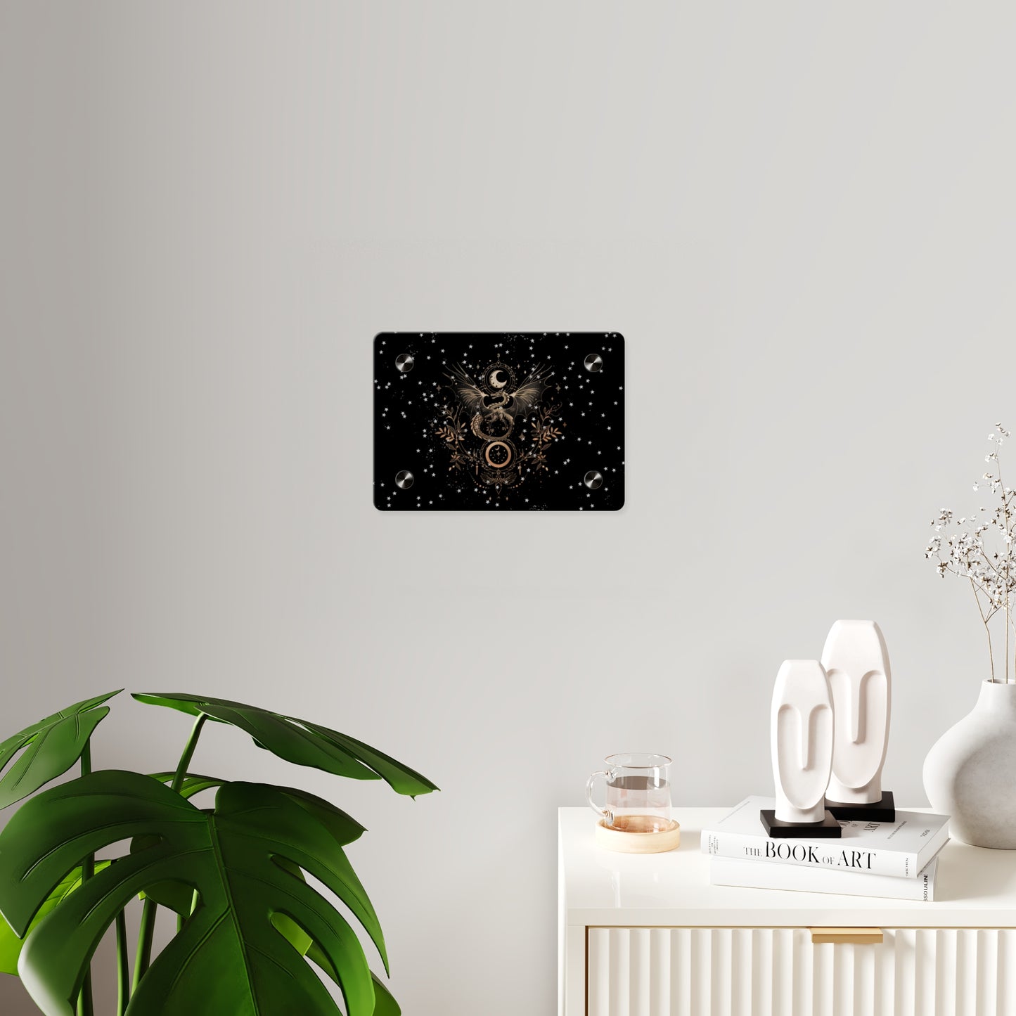 Celestial Acrylic Wall Art Panel - Mystical Dragon with Moon and Stars Decor