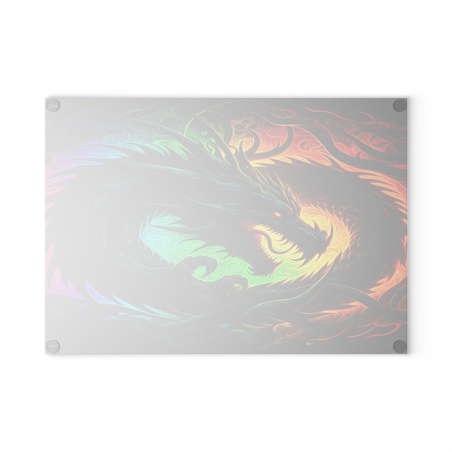 Vibrant Dragon Glass Cutting Board - Colorful Kitchen Art