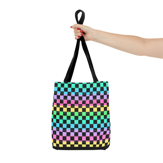 Colorful Checkerboard Tote Bag - Vibrant Reusable Shopping Bag, Eco-Friendly Gift, Summer Beach Accessory, Fashionable Everyday Tote