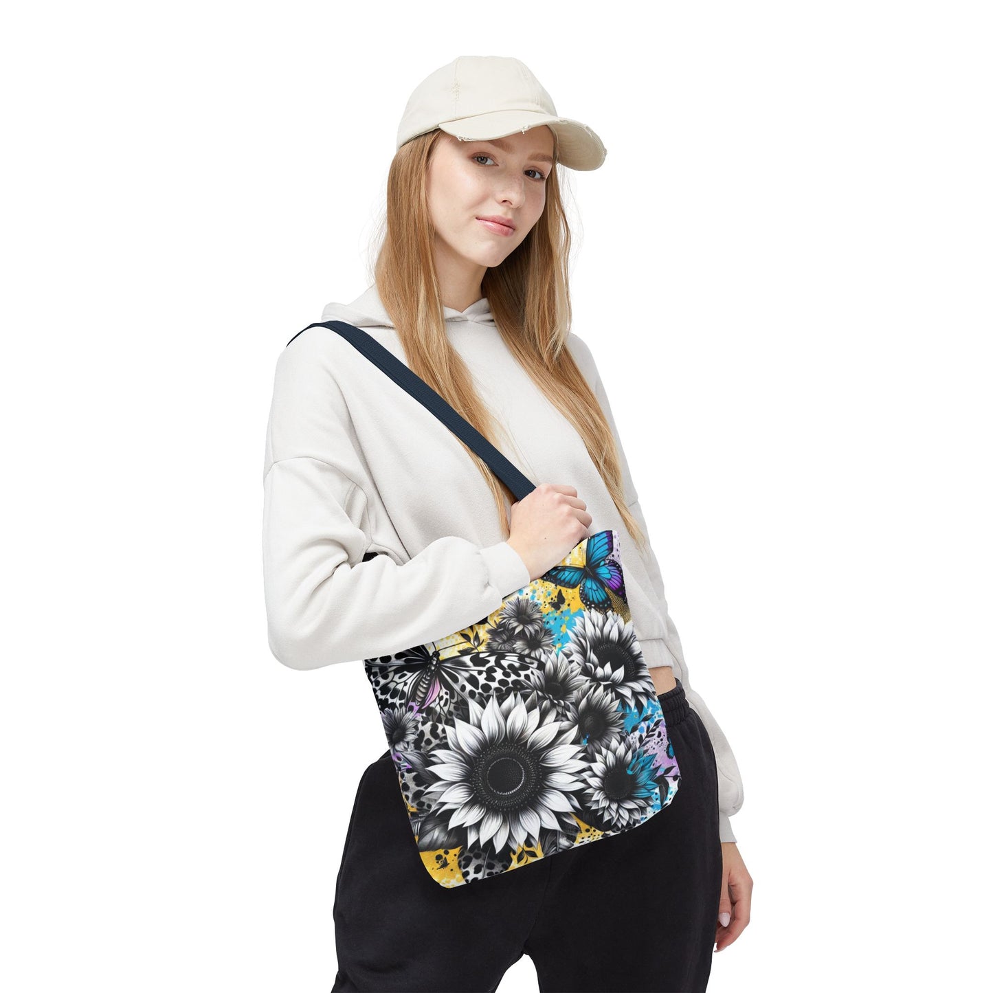 Sunflower & Butterflies Tote Bag — Color Splash Floral All-Over Print