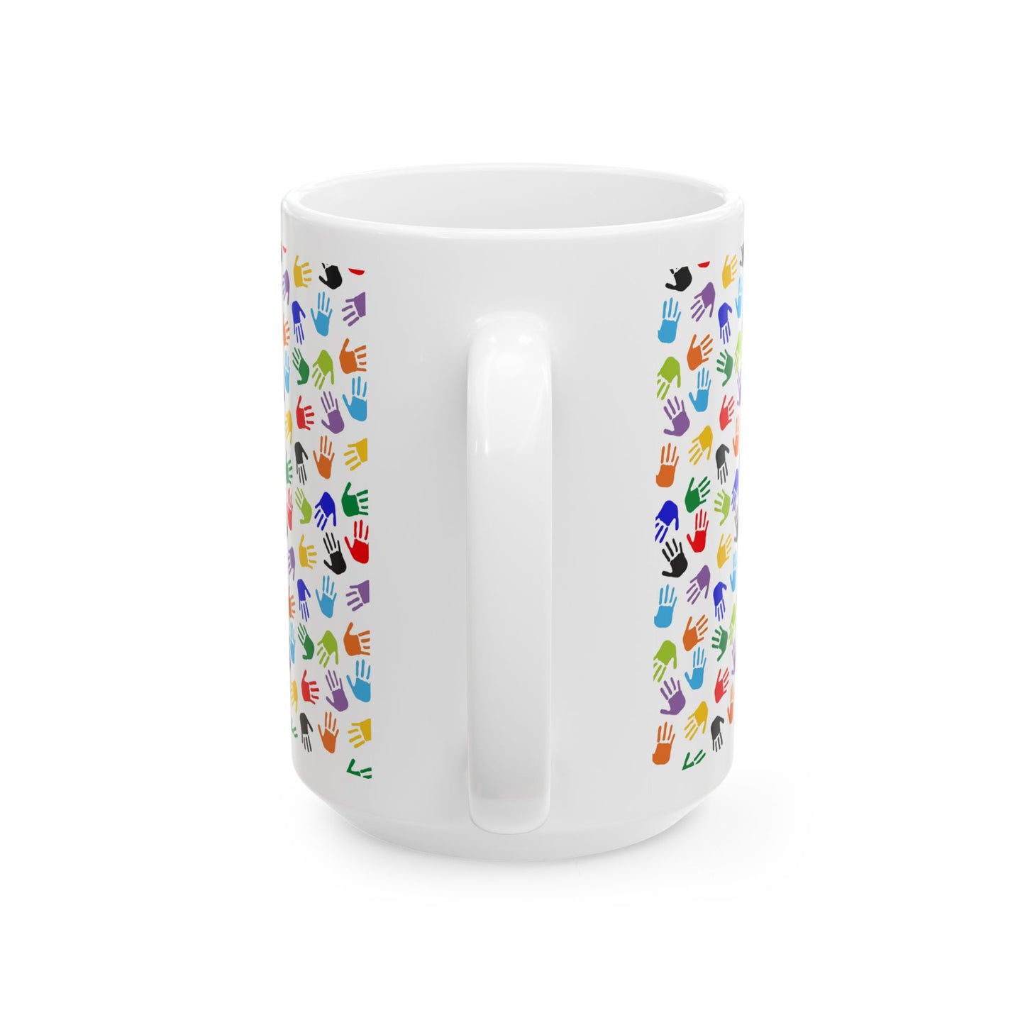 Education Theme Ceramic Mug, (11oz, 15oz), Cute Teacher Nutrition Fact Expression with Hand Prints, Gift Idea for Educators, Coffee, Tea, Hot Chocolate Lovers