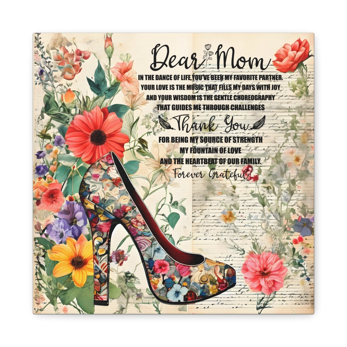 Inspirational Floral Canvas Wall Art for Mom - Perfect Gift for Mother's Day