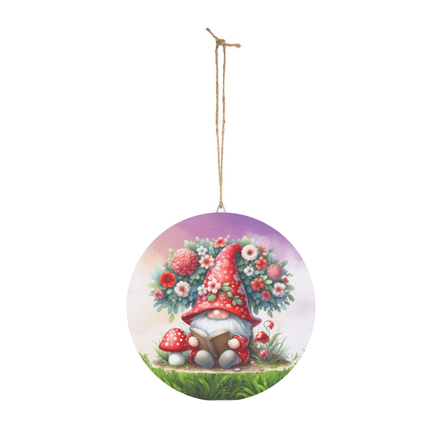 Whimsical Gnome Rustic Charm Wood Sign - Rustic Charm Floral Garden Gnome Home Decor