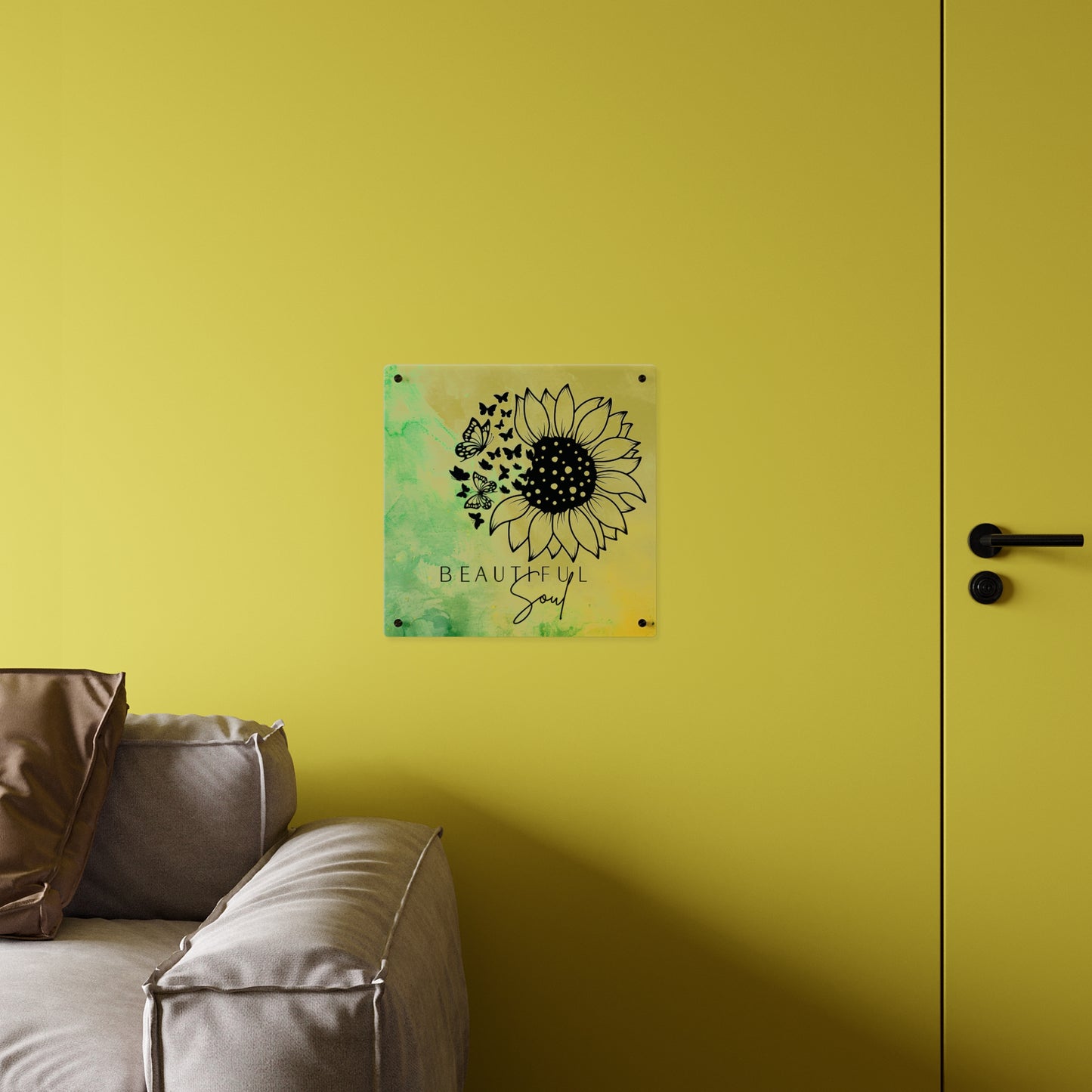 Beautiful Soul Acrylic Wall Art Panel with Sunflower Design