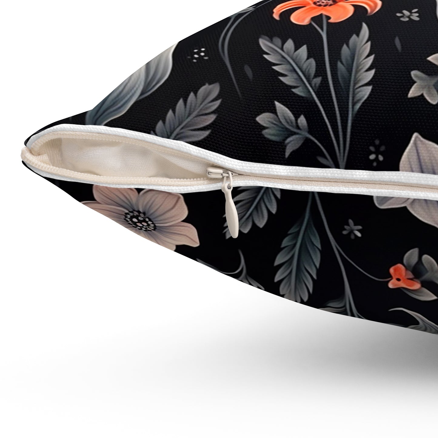 Ghostly with Floral Decor Spun Polyester Square Pillow for Any Room, Halloween Accent, Halloween Decor for Any Room, Great Gift Idea