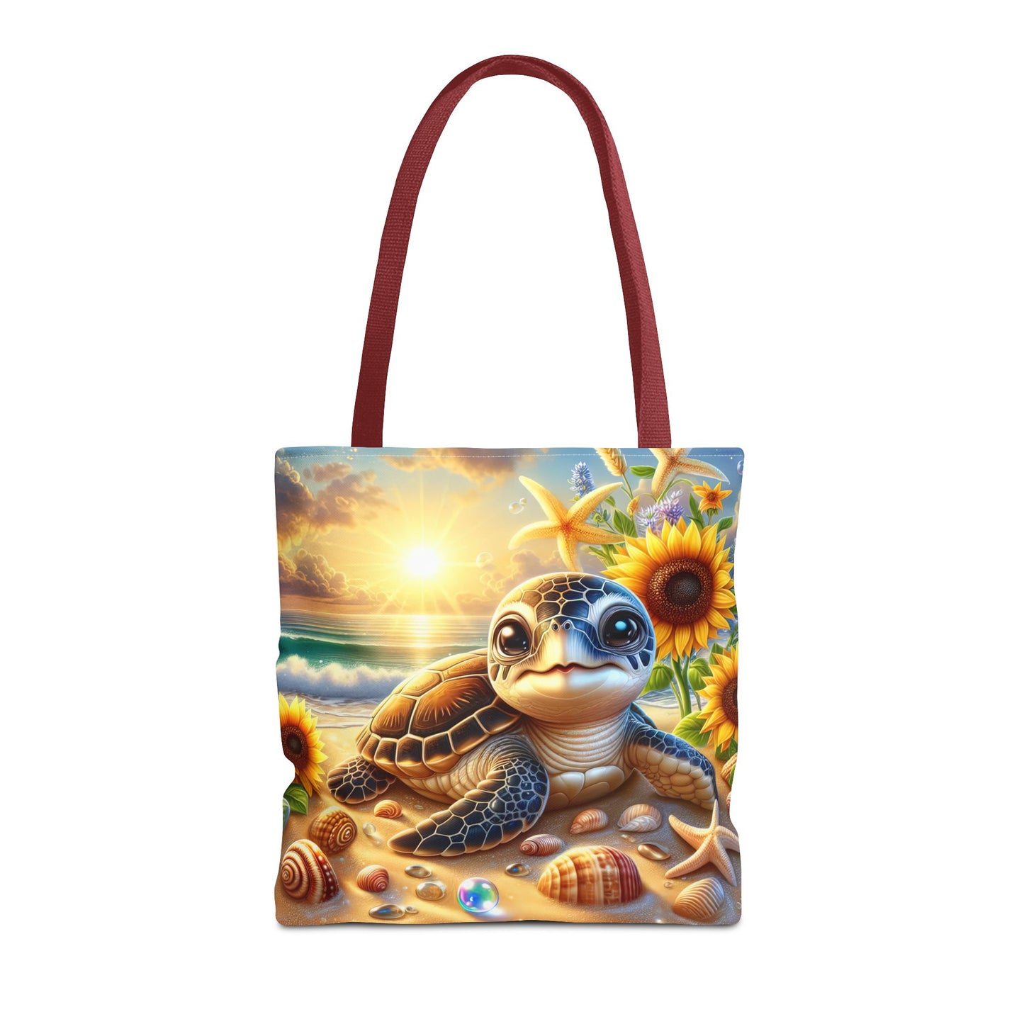 Beachy Turtle Tote Bag | Sea Life AOP Bag | Summer Accessories | Eco-Friendly Vacation Tote | Gift for Ocean Lovers