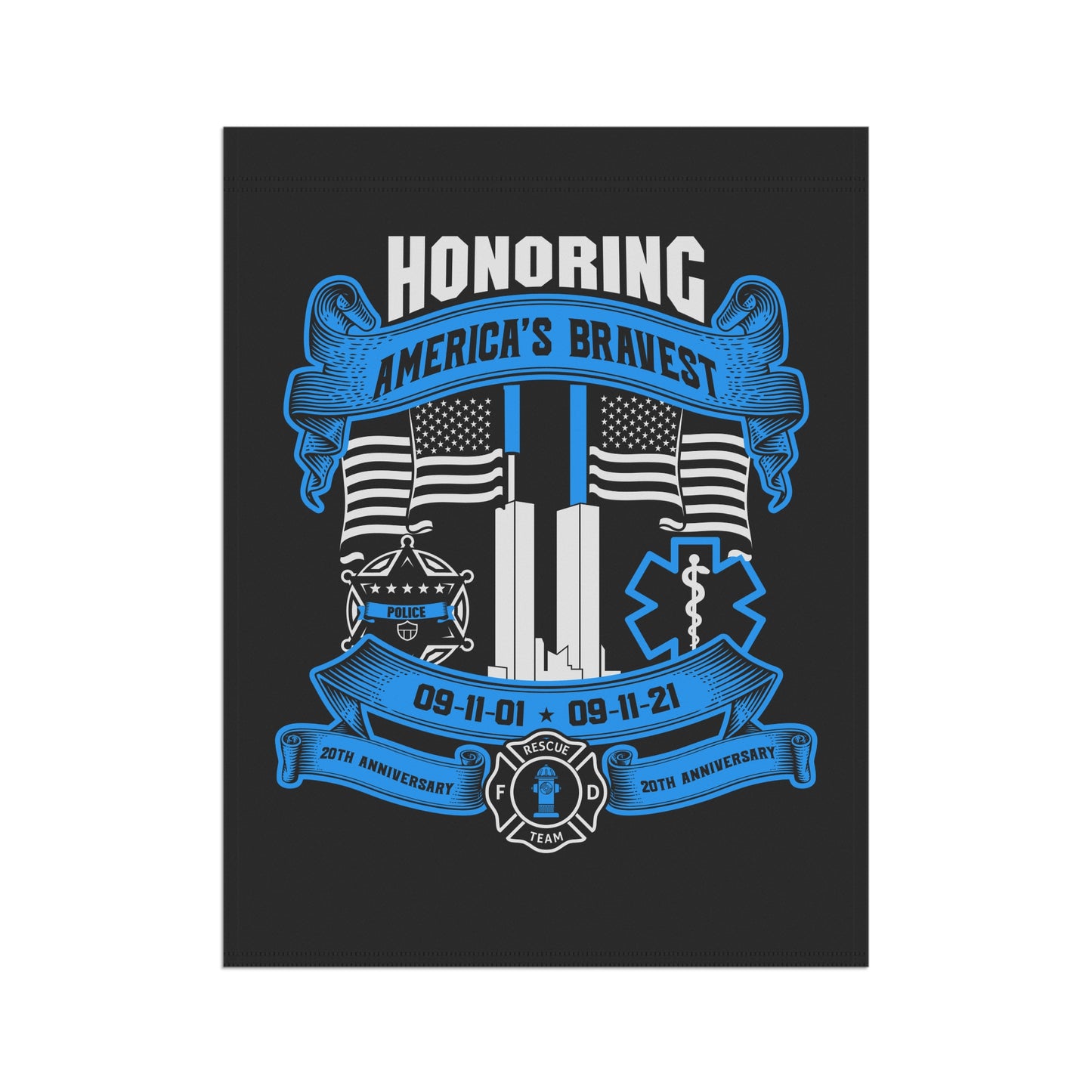 Patriotic Garden Flag - Honoring America's Bravest 20th Anniversary Banner