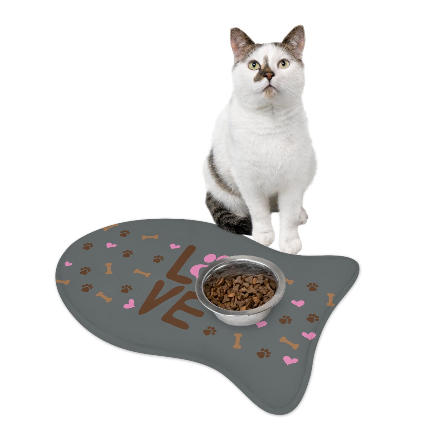 Charming Pet Feeding Mats with 'LOVE' Design, Dog & Cat Mat, Kitchen Decor, Pet Lover Gift, Puppy Feeding Station, Personalized Pet Accessory