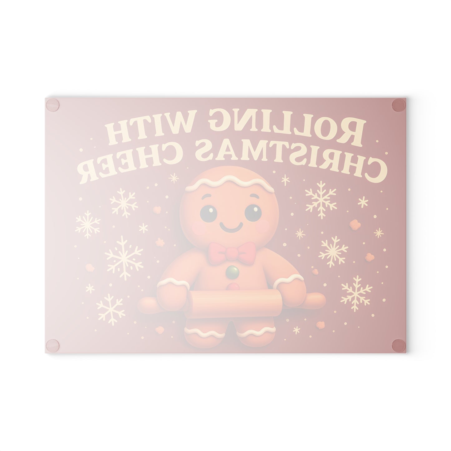 Gingerbread Christmas Glass Cutting Board - Rolling With Cheer