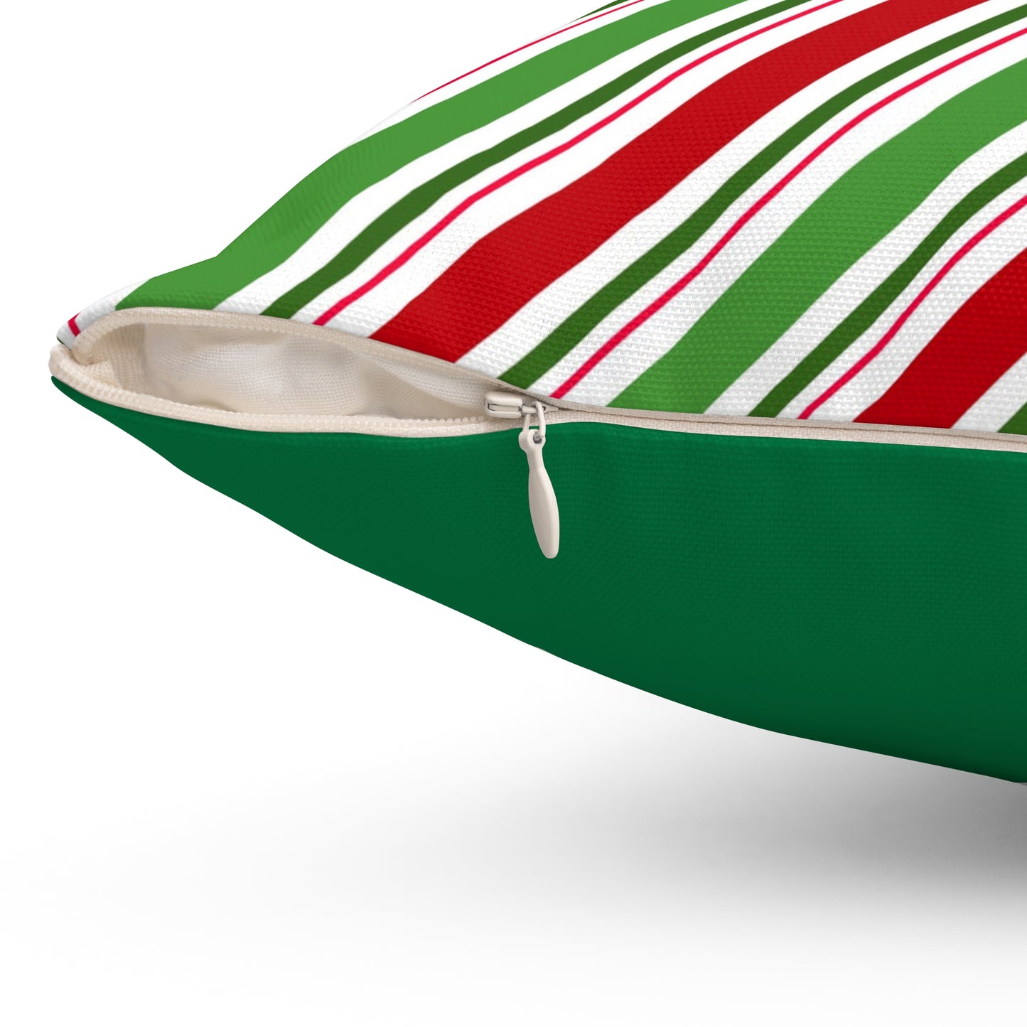 Spun Polyester Square Pillow  - Can't Catch Me Gingerbread Man Funny Slogan, Candy Cane Stripes, Holiday Accent for Home or Office