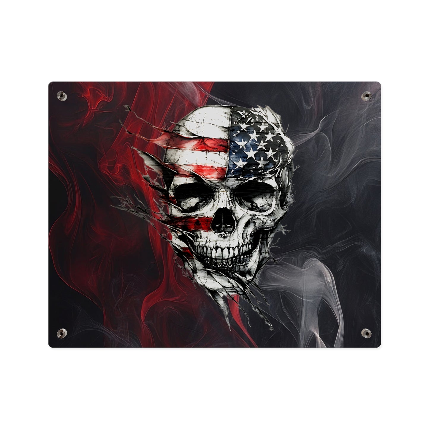 American Skull Acrylic Wall Art Panels - Edgy Decor for Rebels & Patriotic Souls