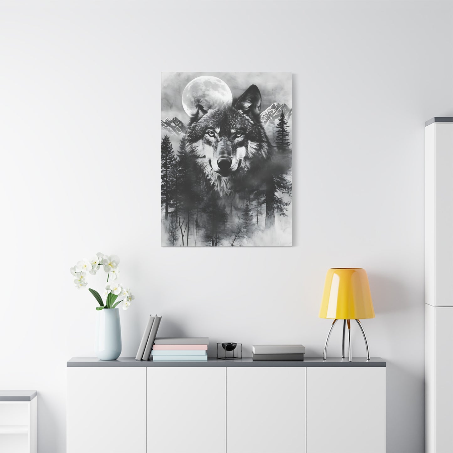 Majestic Wolf Canvas Wall Art - Black and White Wilderness Decor